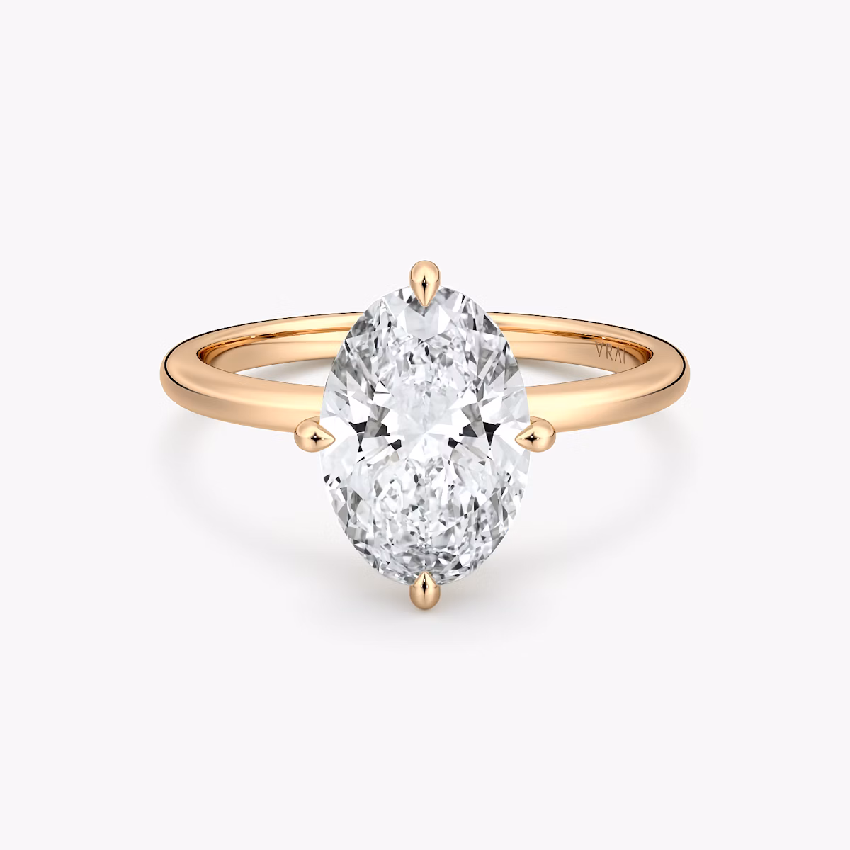 The Compass Solitaire | Oval | 14k | Rose Gold | bandAccent: Plain | diamondOrientation: vertical | caratWeight: other