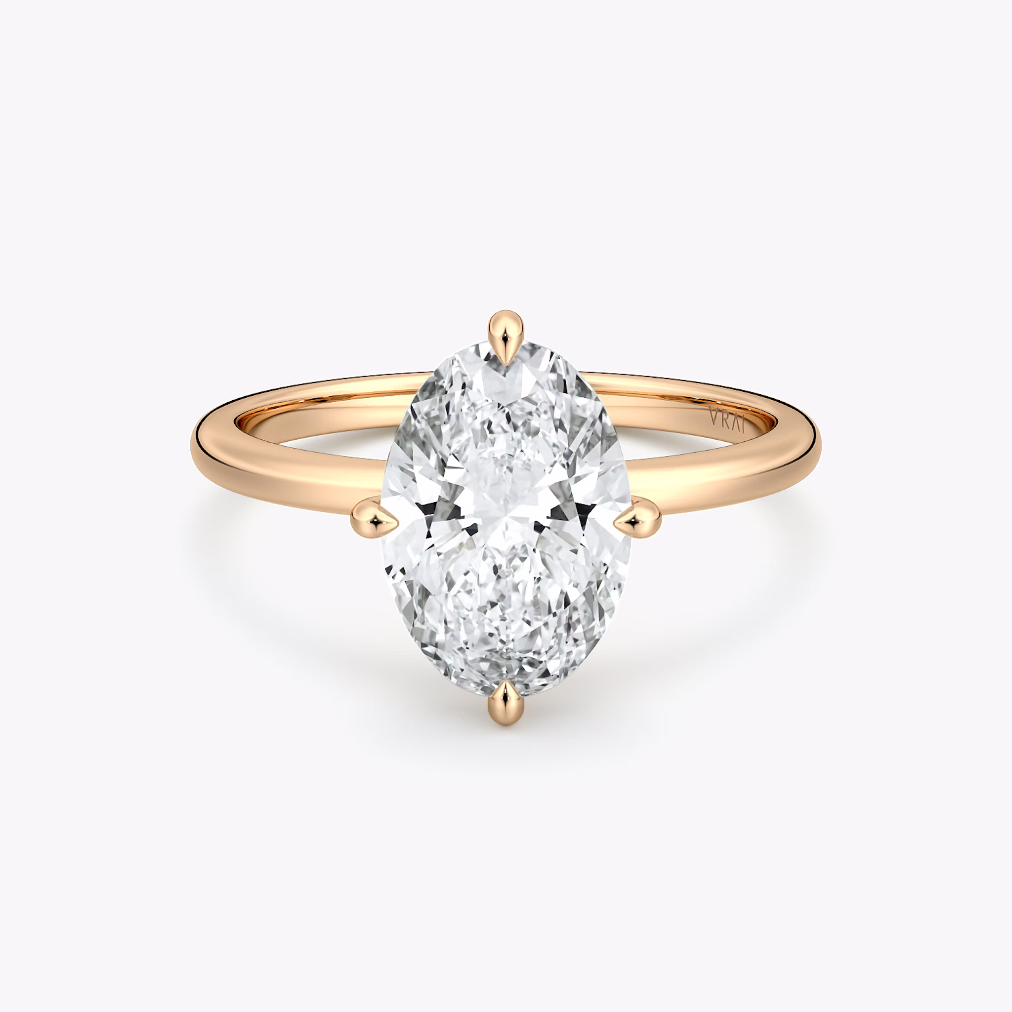 The Compass Solitaire | Oval | 14k | Rose Gold | bandAccent: Plain | diamondOrientation: vertical | caratWeight: other