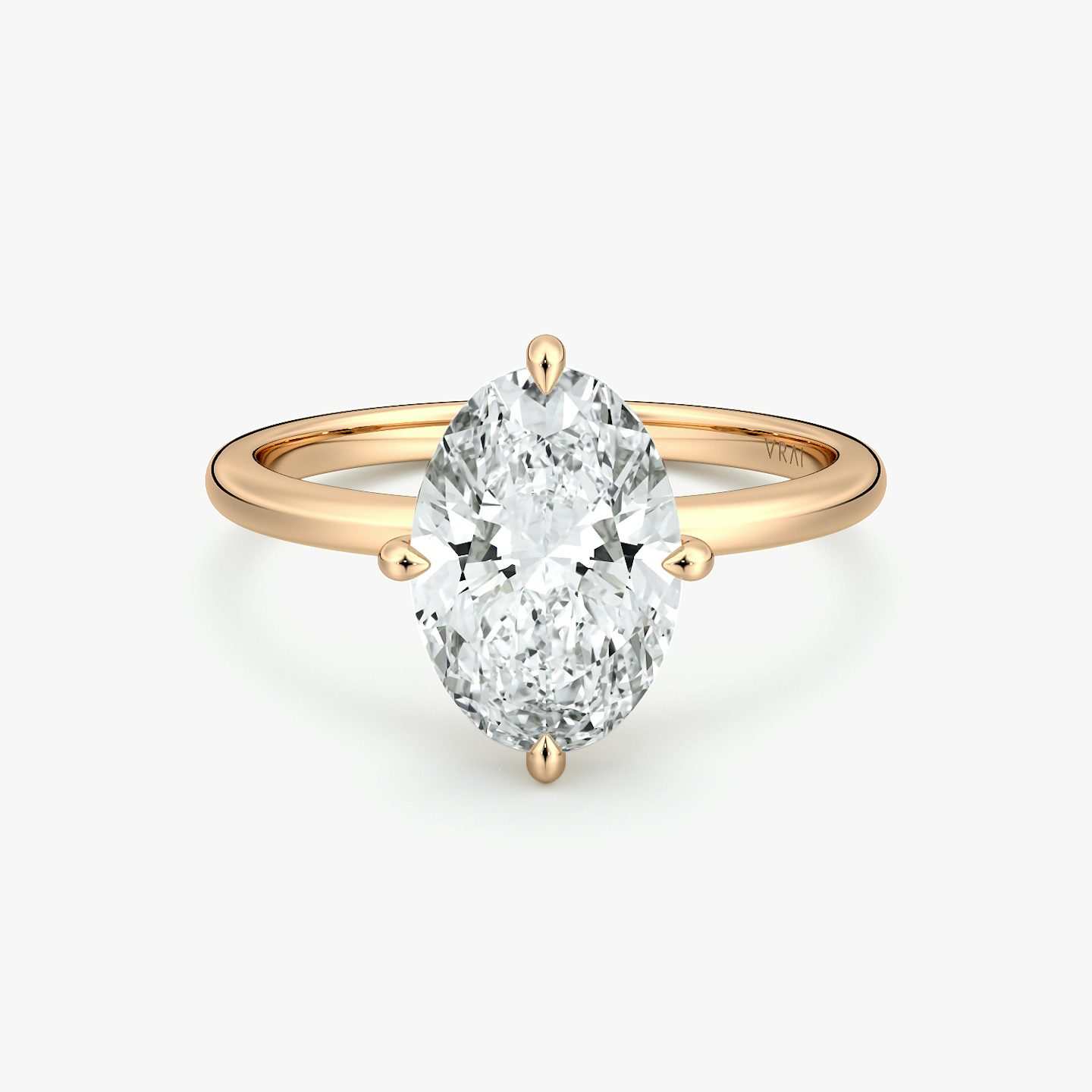The Compass Solitaire | Oval | 14k | Rose Gold | bandAccent: Plain | diamondOrientation: vertical | caratWeight: other