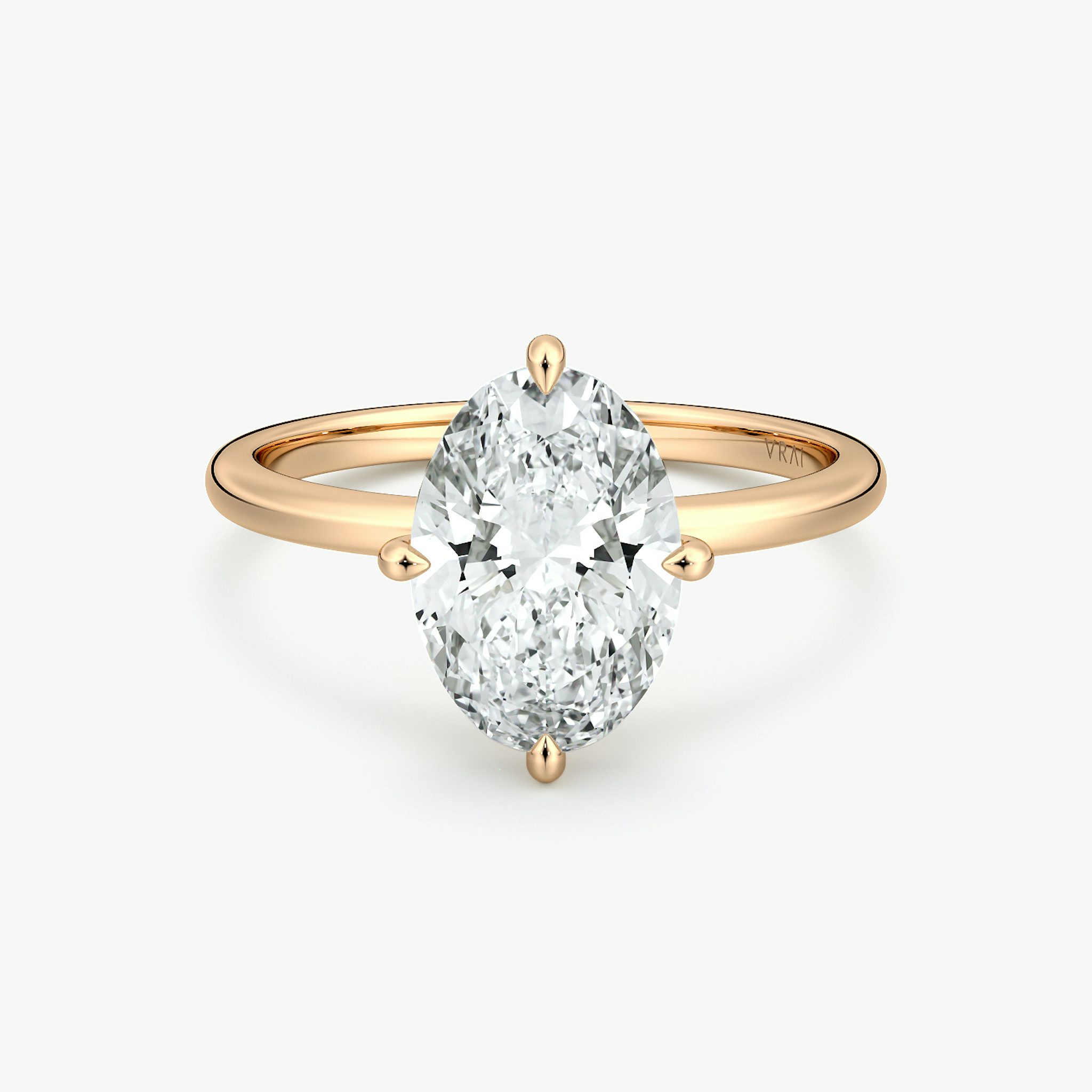 The Compass Solitaire | Oval | 14k | Rose Gold | bandAccent: Plain | diamondOrientation: vertical | caratWeight: other