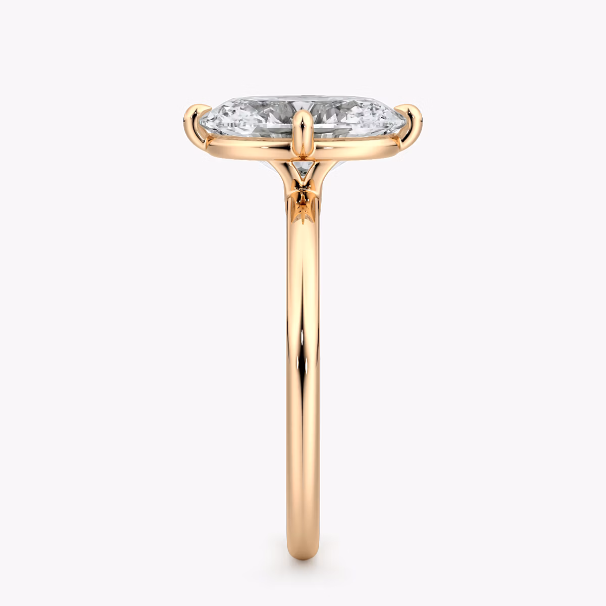 The Compass Solitaire | Oval | 14k | Rose Gold | bandAccent: Plain | diamondOrientation: vertical | caratWeight: other
