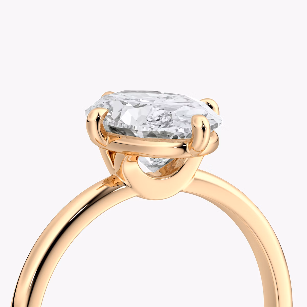 The Compass Solitaire | Oval | 14k | Rose Gold | bandAccent: Plain | diamondOrientation: vertical | caratWeight: other