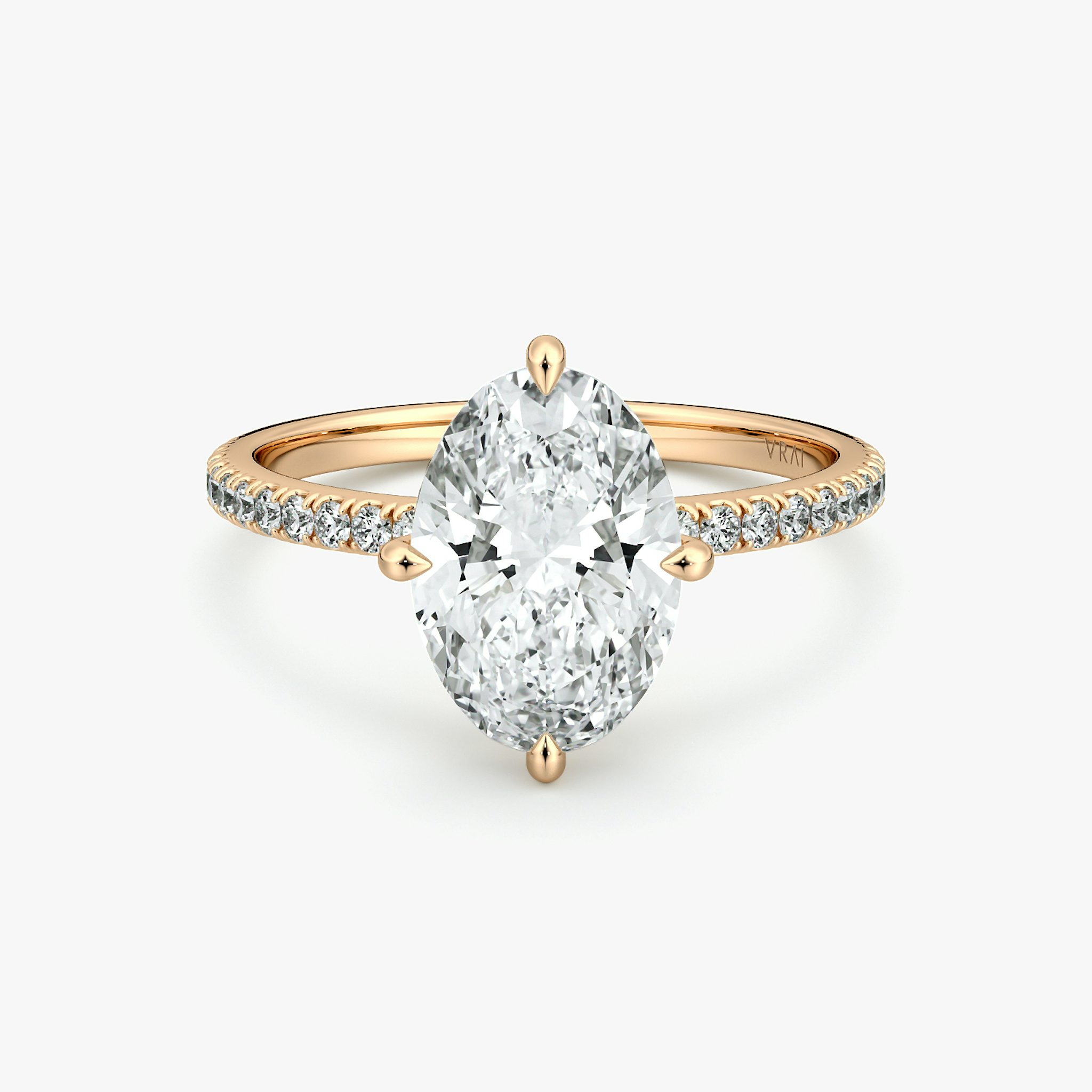 The Compass Solitaire | Oval | 14k | Rose Gold | bandAccent: Pavé | diamondOrientation: vertical | caratWeight: other