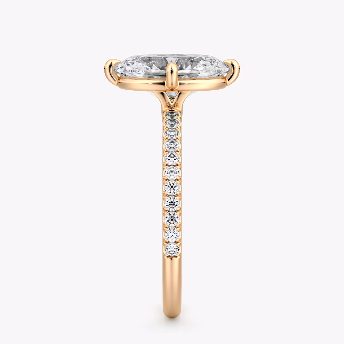 The Compass Solitaire | Oval | 14k | Rose Gold | bandAccent: Pavé | diamondOrientation: vertical | caratWeight: other