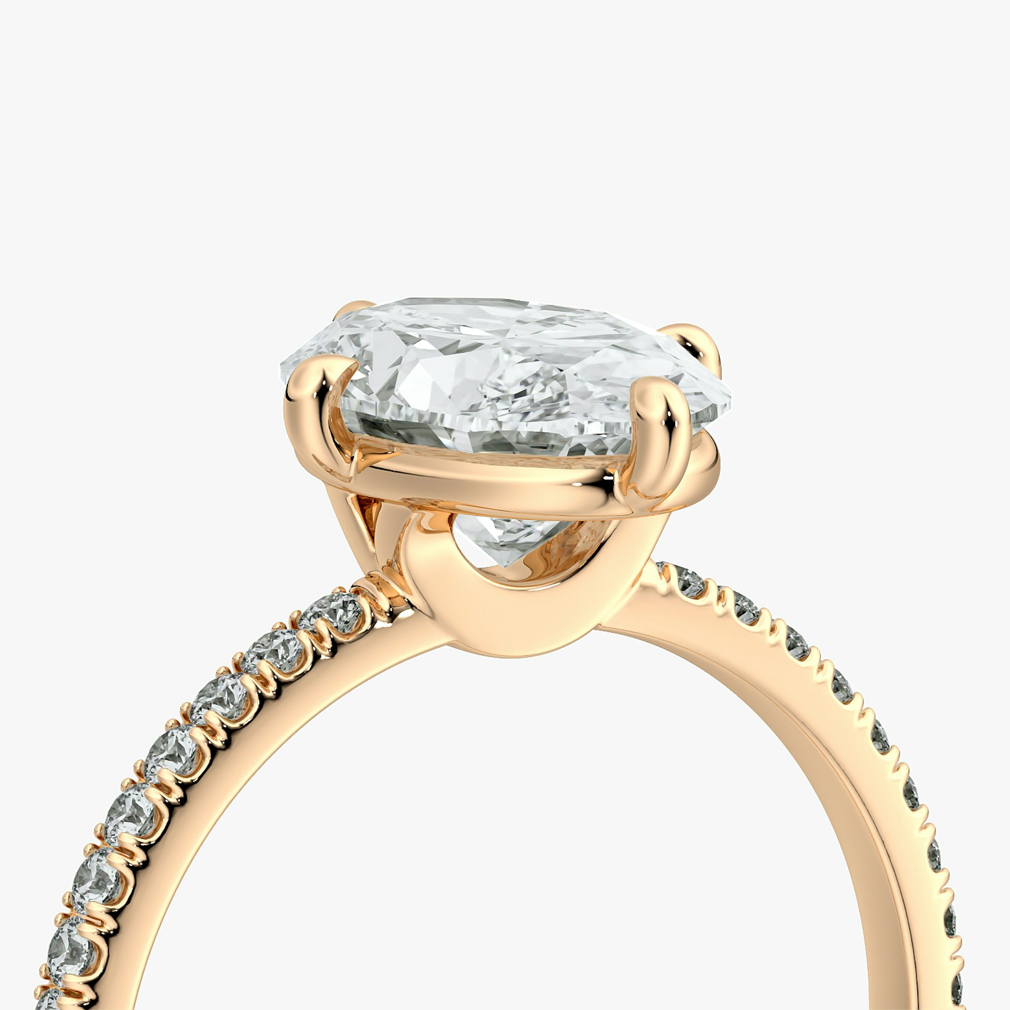 The Compass Solitaire | Oval | 14k | Rose Gold | bandAccent: Pavé | diamondOrientation: vertical | caratWeight: other