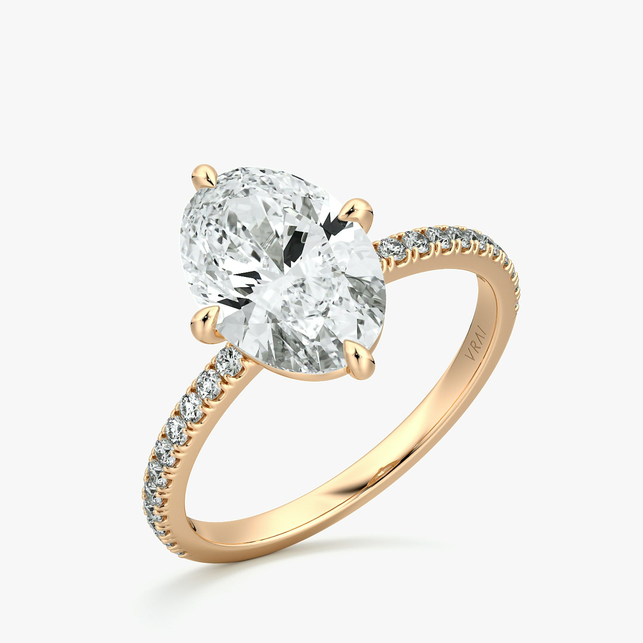 The Compass Solitaire | Oval | 14k | Rose Gold | bandAccent: Pavé | diamondOrientation: vertical | caratWeight: other