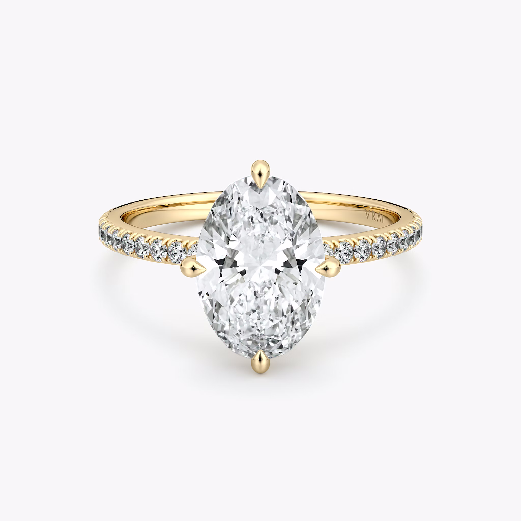 The Compass Solitaire | Oval | 18k | Yellow Gold | bandAccent: Pavé | diamondOrientation: vertical | caratWeight: other