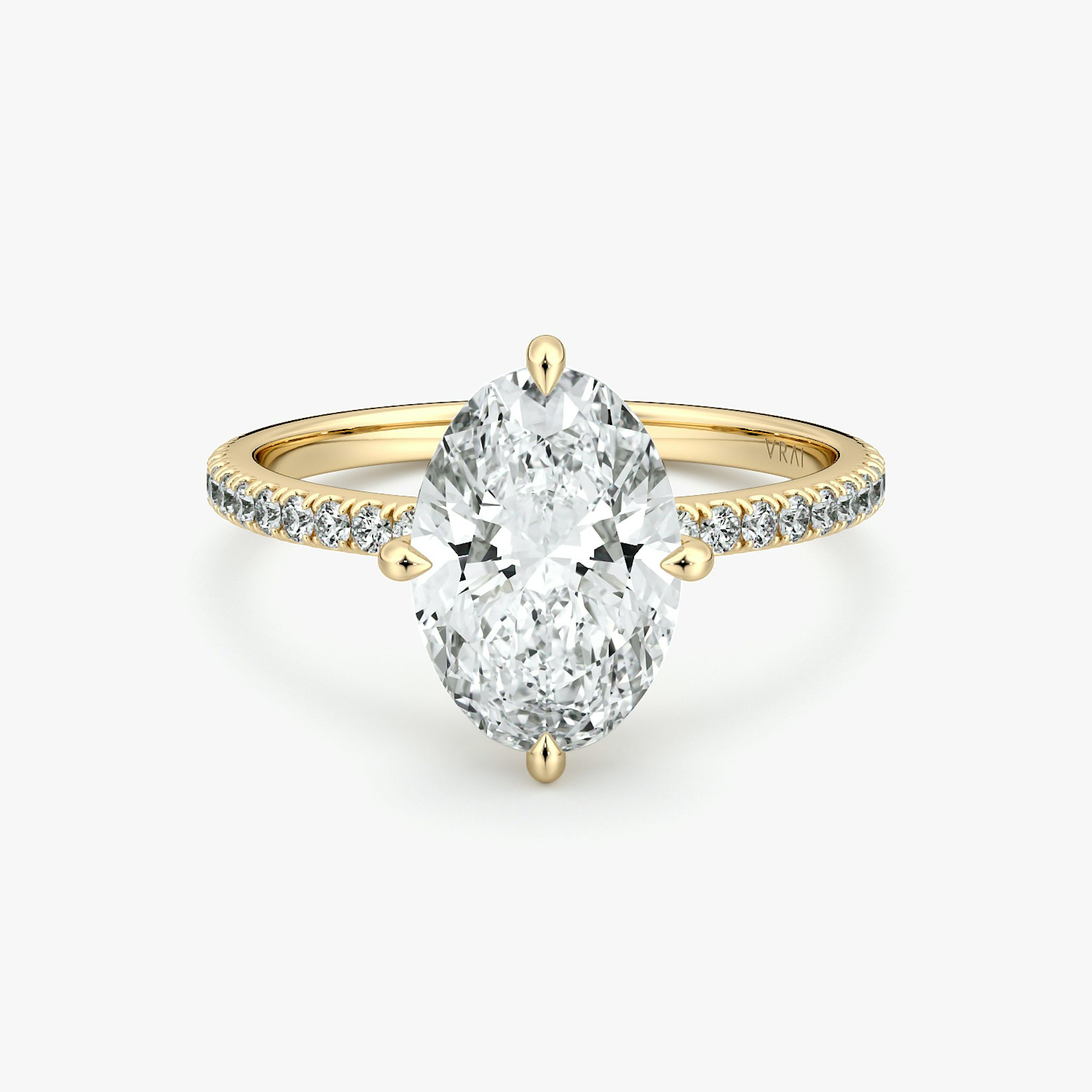 The Compass Solitaire | Oval | 18k | Yellow Gold | bandAccent: Pavé | diamondOrientation: vertical | caratWeight: other