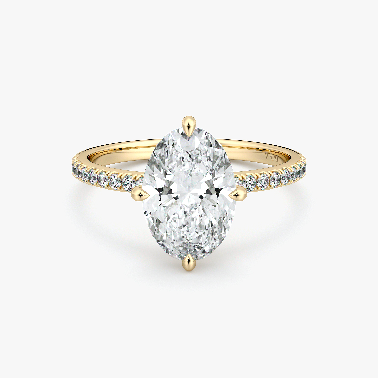The Compass Solitaire Oval Engagement Ring | Pavé Band | Yellow Gold