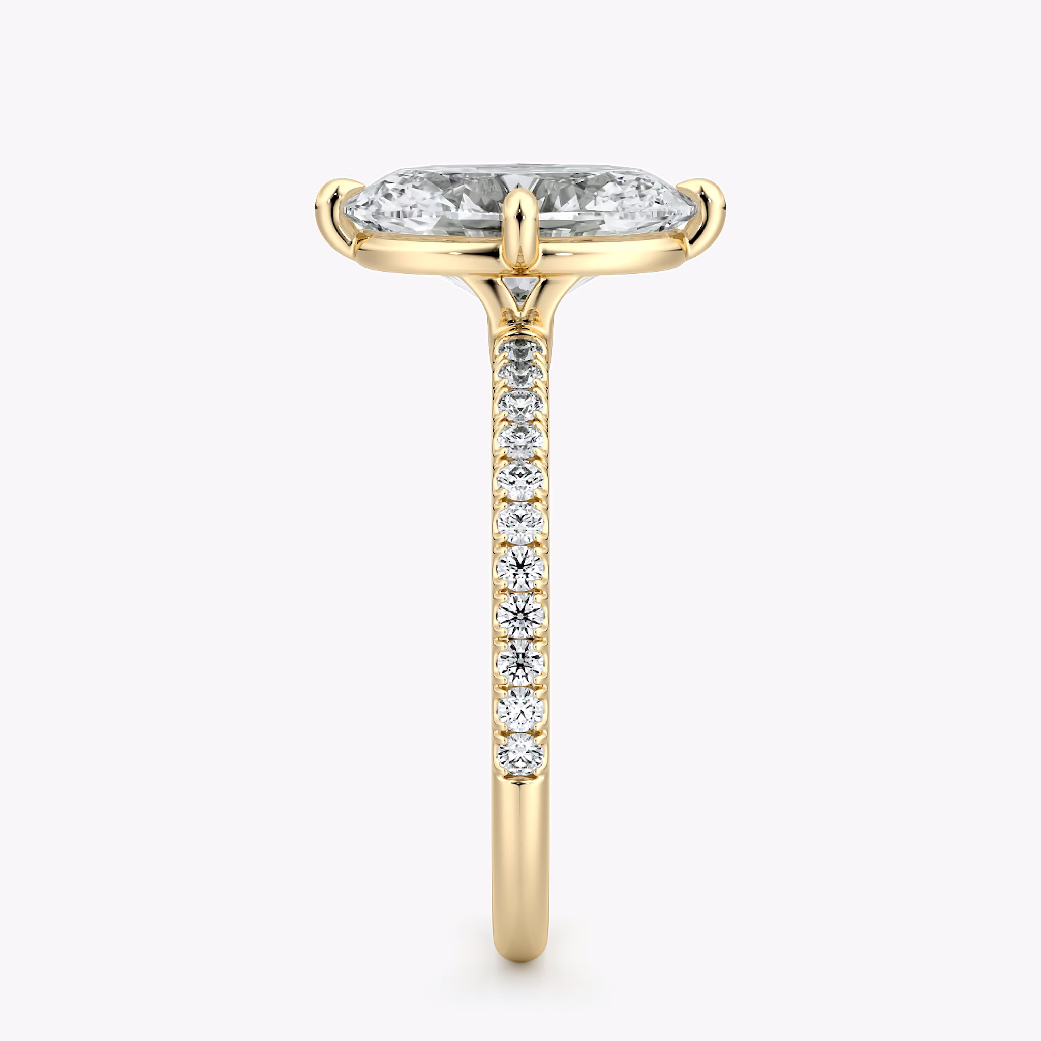 The Compass Solitaire | Oval | 18k | Yellow Gold | bandAccent: Pavé | diamondOrientation: vertical | caratWeight: other