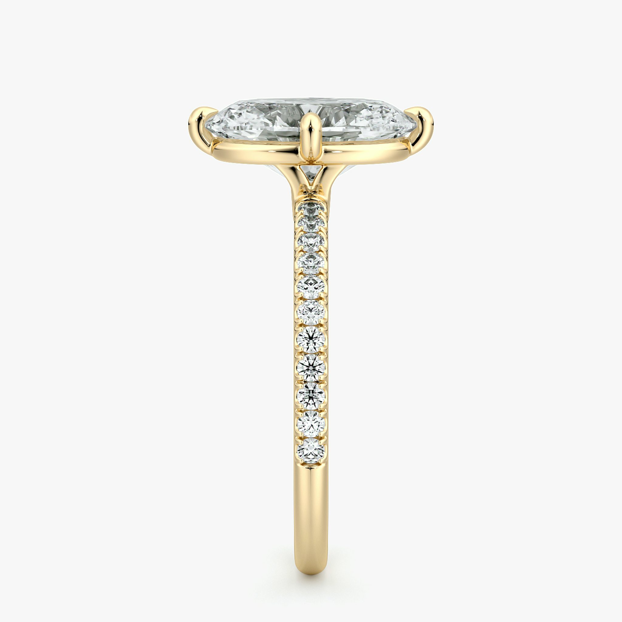 The Compass Solitaire | Oval | 18k | Yellow Gold | bandAccent: Pavé | diamondOrientation: vertical | caratWeight: other