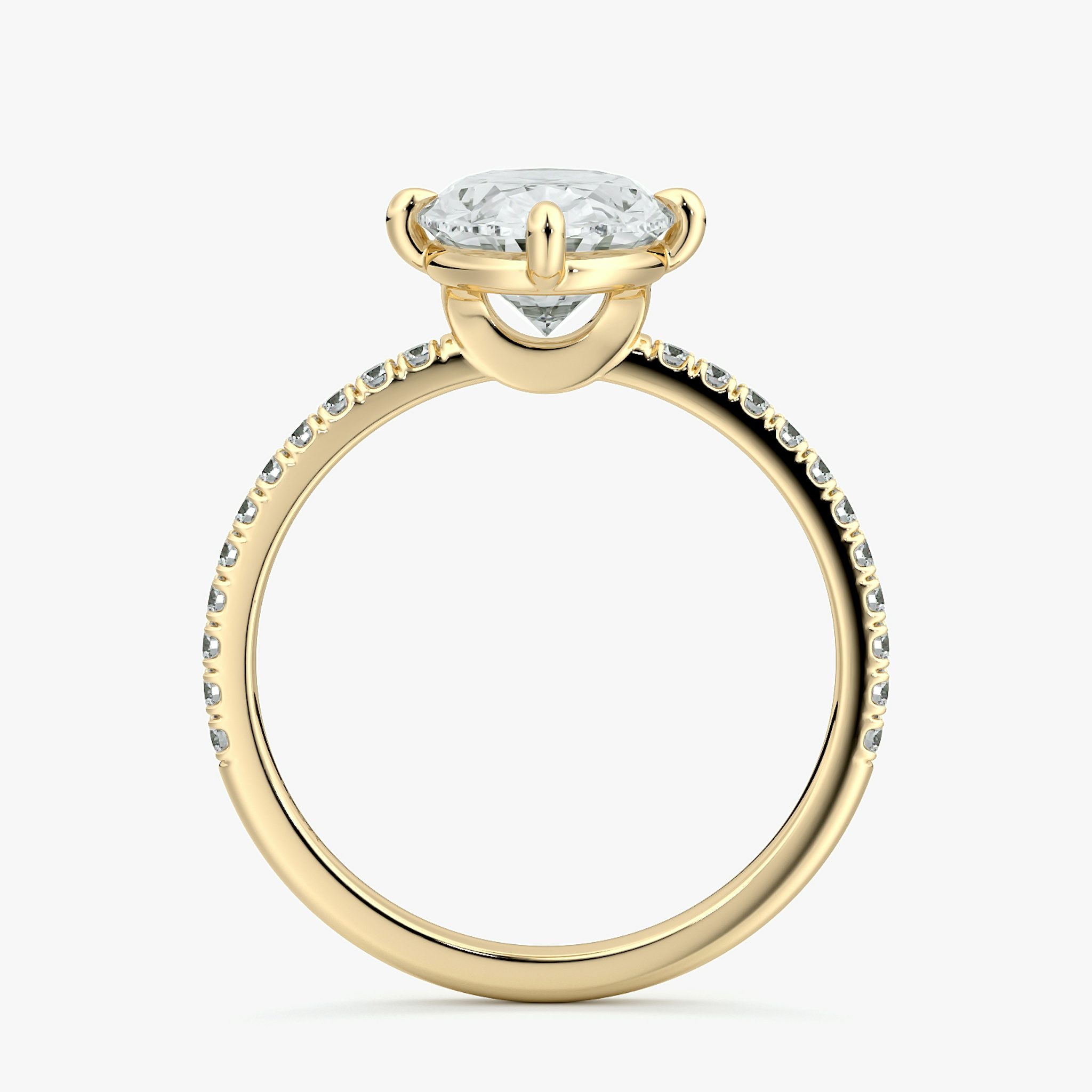 The Compass Solitaire | Oval | 18k | Yellow Gold | bandAccent: Pavé | diamondOrientation: vertical | caratWeight: other