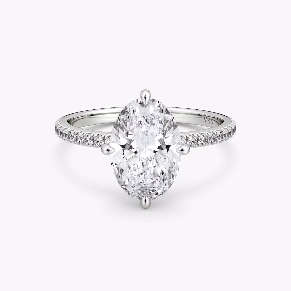 The Compass Solitaire | Oval | 18k | White Gold | bandAccent: Pavé | diamondOrientation: vertical | caratWeight: other