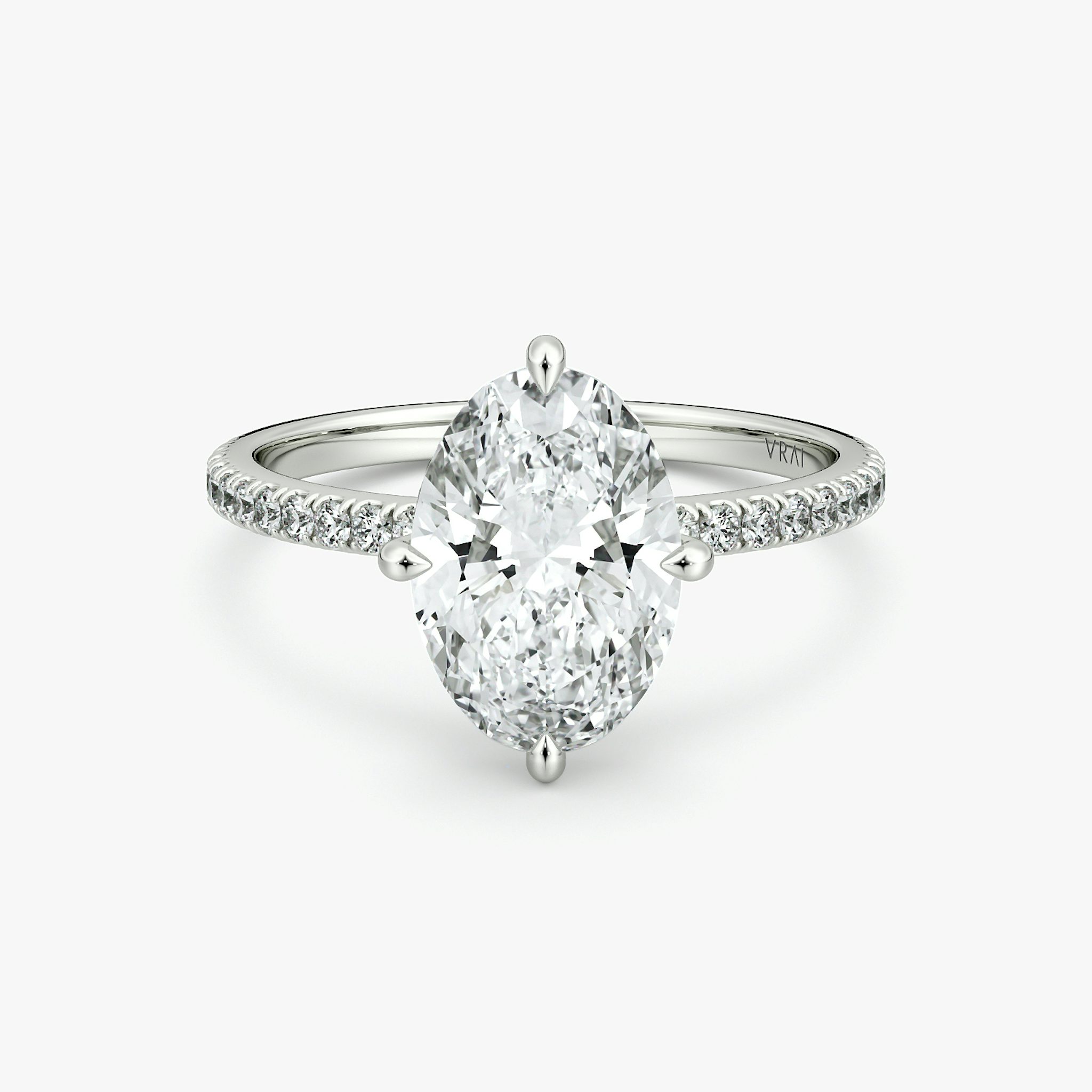 The Compass Solitaire | Oval | 18k | White Gold | bandAccent: Pavé | diamondOrientation: vertical | caratWeight: other