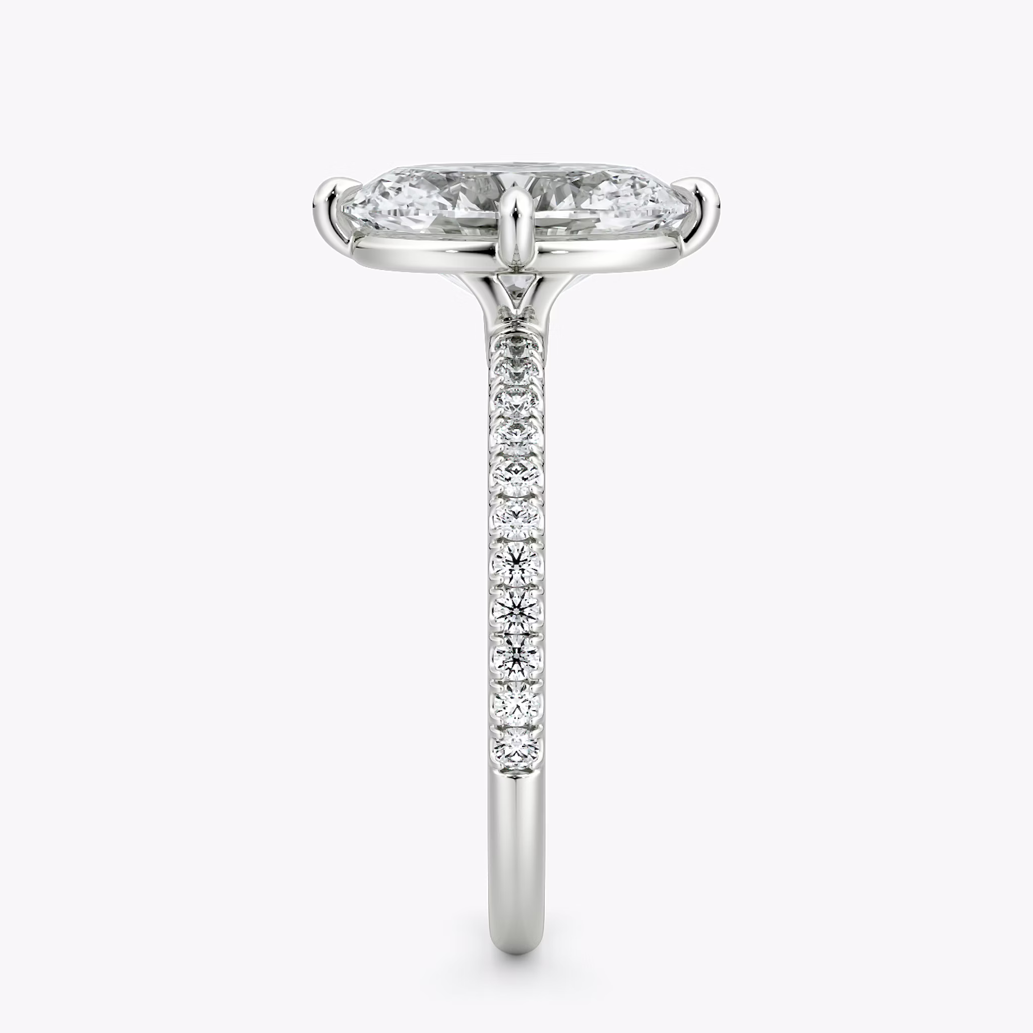 The Compass Solitaire | Oval | 18k | White Gold | bandAccent: Pavé | diamondOrientation: vertical | caratWeight: other