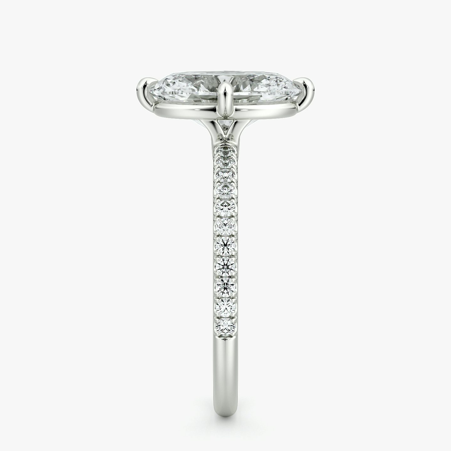The Compass Solitaire | Oval | 18k | White Gold | bandAccent: Pavé | diamondOrientation: vertical | caratWeight: other