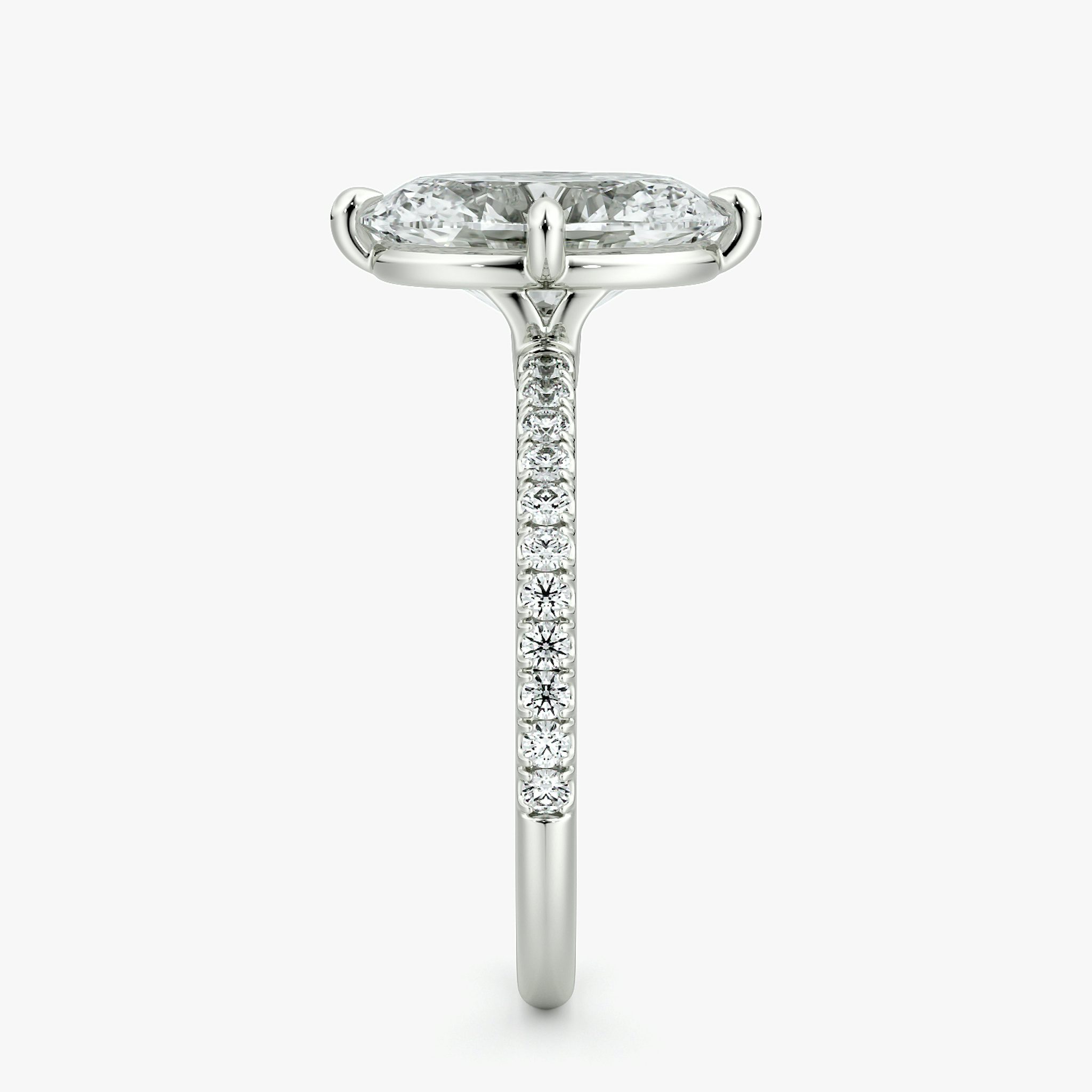 The Compass Solitaire | Oval | 18k | White Gold | bandAccent: Pavé | diamondOrientation: vertical | caratWeight: other