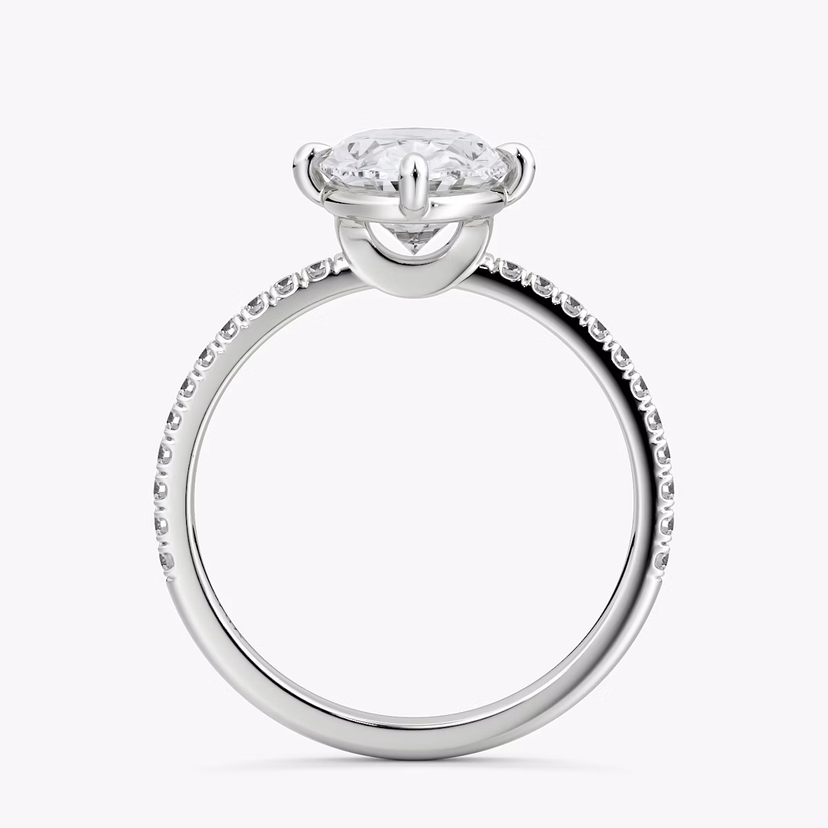 The Compass Solitaire | Oval | 18k | White Gold | bandAccent: Pavé | diamondOrientation: vertical | caratWeight: other