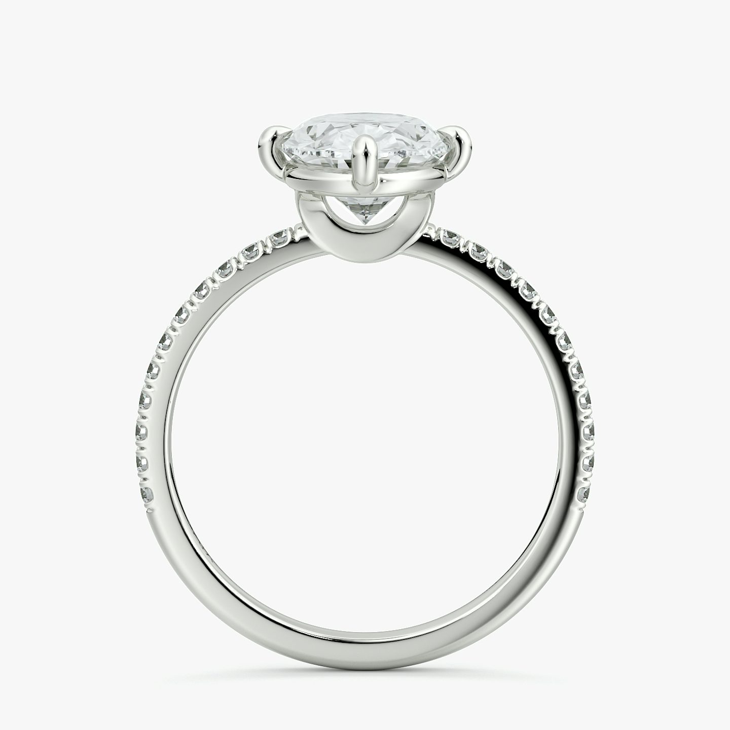 The Compass Solitaire | Oval | 18k | White Gold | bandAccent: Pavé | diamondOrientation: vertical | caratWeight: other