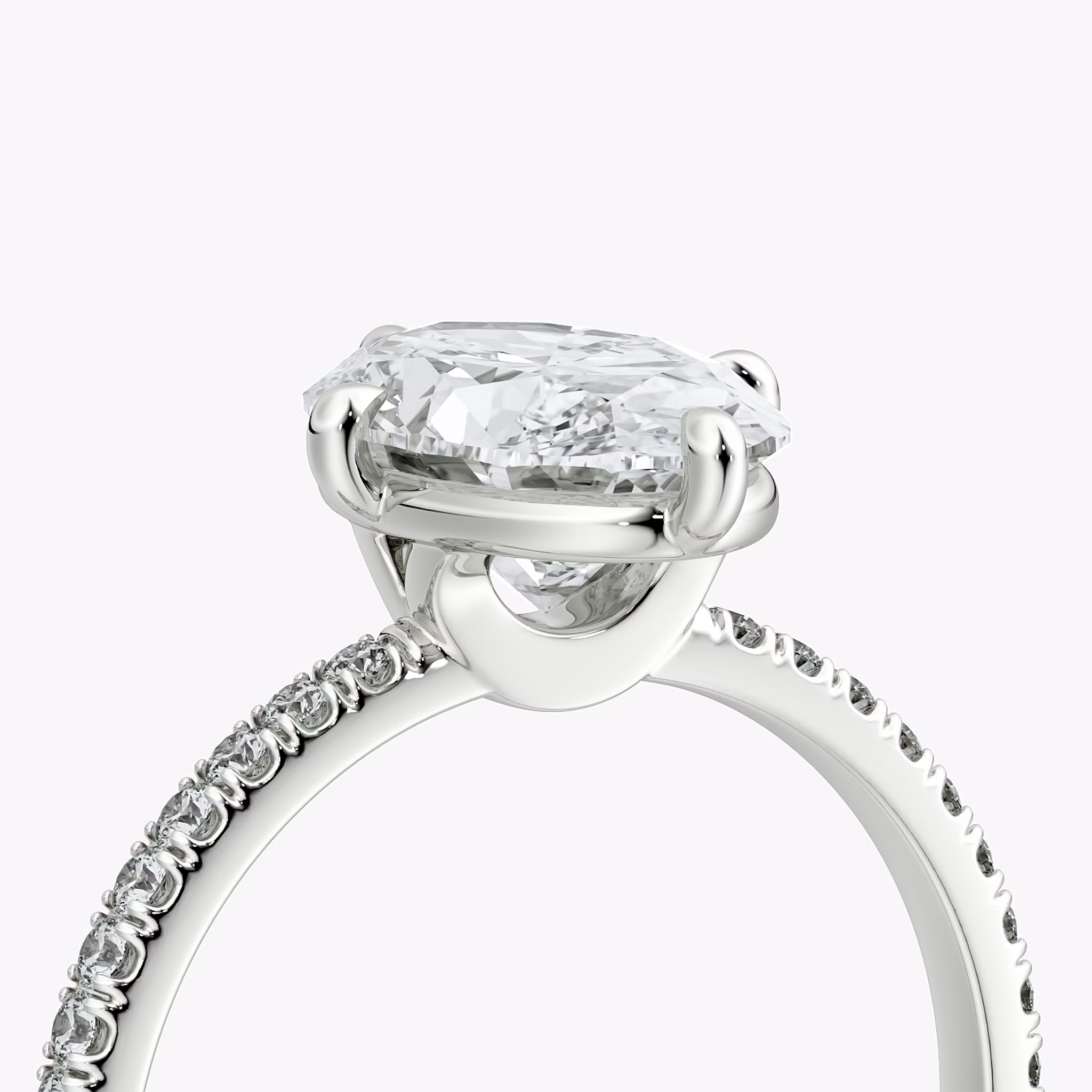 The Compass Solitaire | Oval | 18k | White Gold | bandAccent: Pavé | diamondOrientation: vertical | caratWeight: other