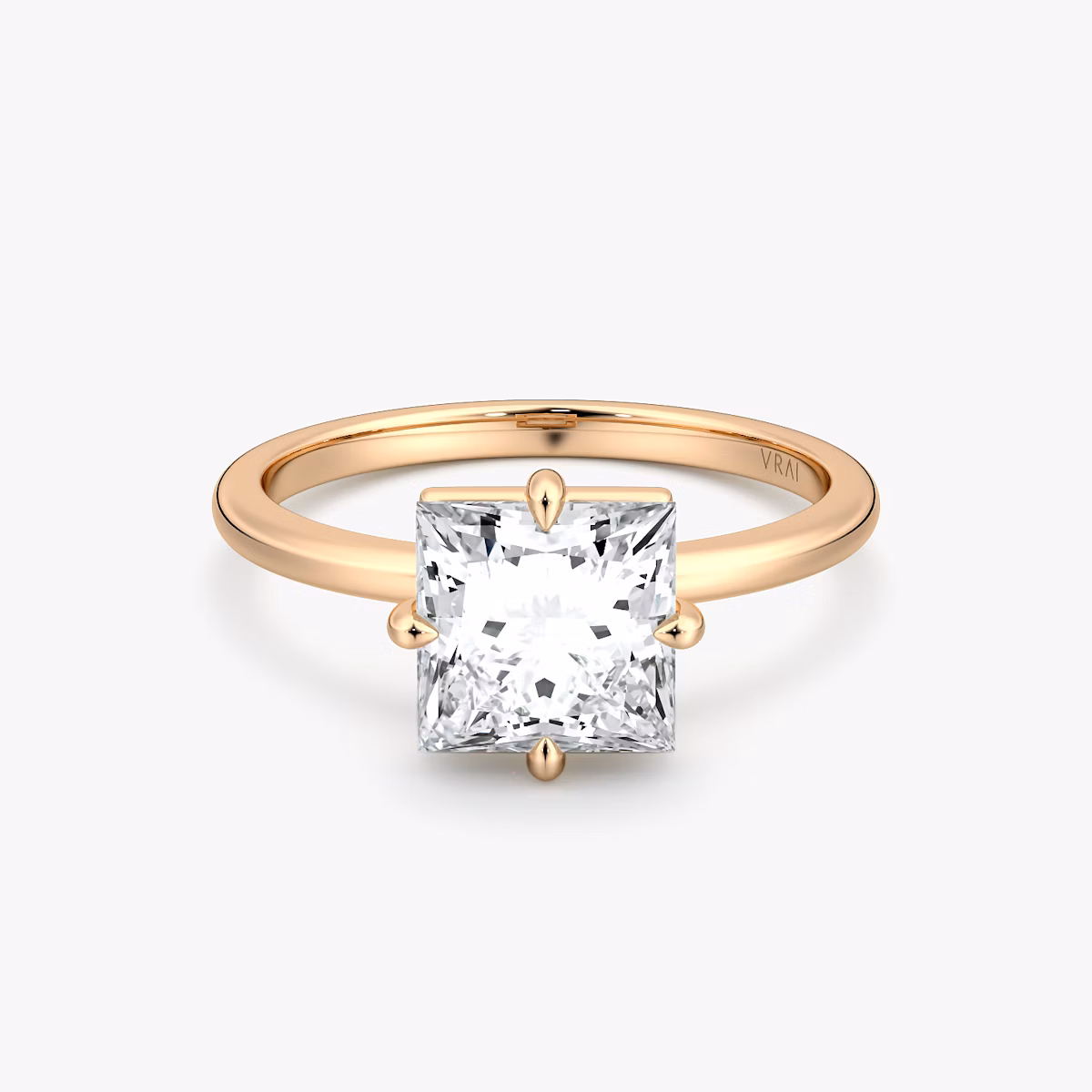 The Compass Solitaire | Princess | 14k | Rose Gold | bandAccent: Plain | diamondOrientation: vertical | caratWeight: other