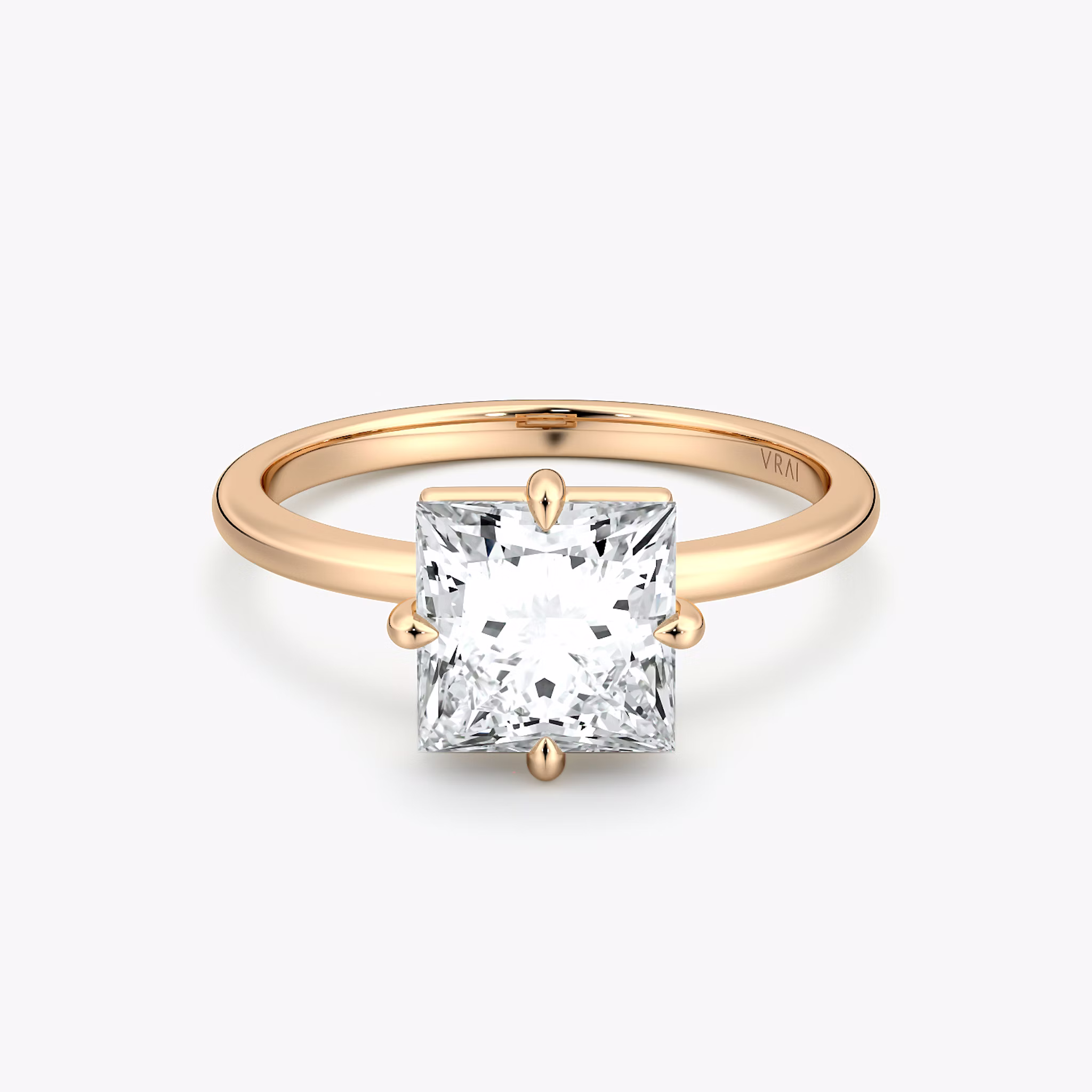 The Compass Solitaire | Princess | 14k | Rose Gold | bandAccent: Plain | diamondOrientation: vertical | caratWeight: other