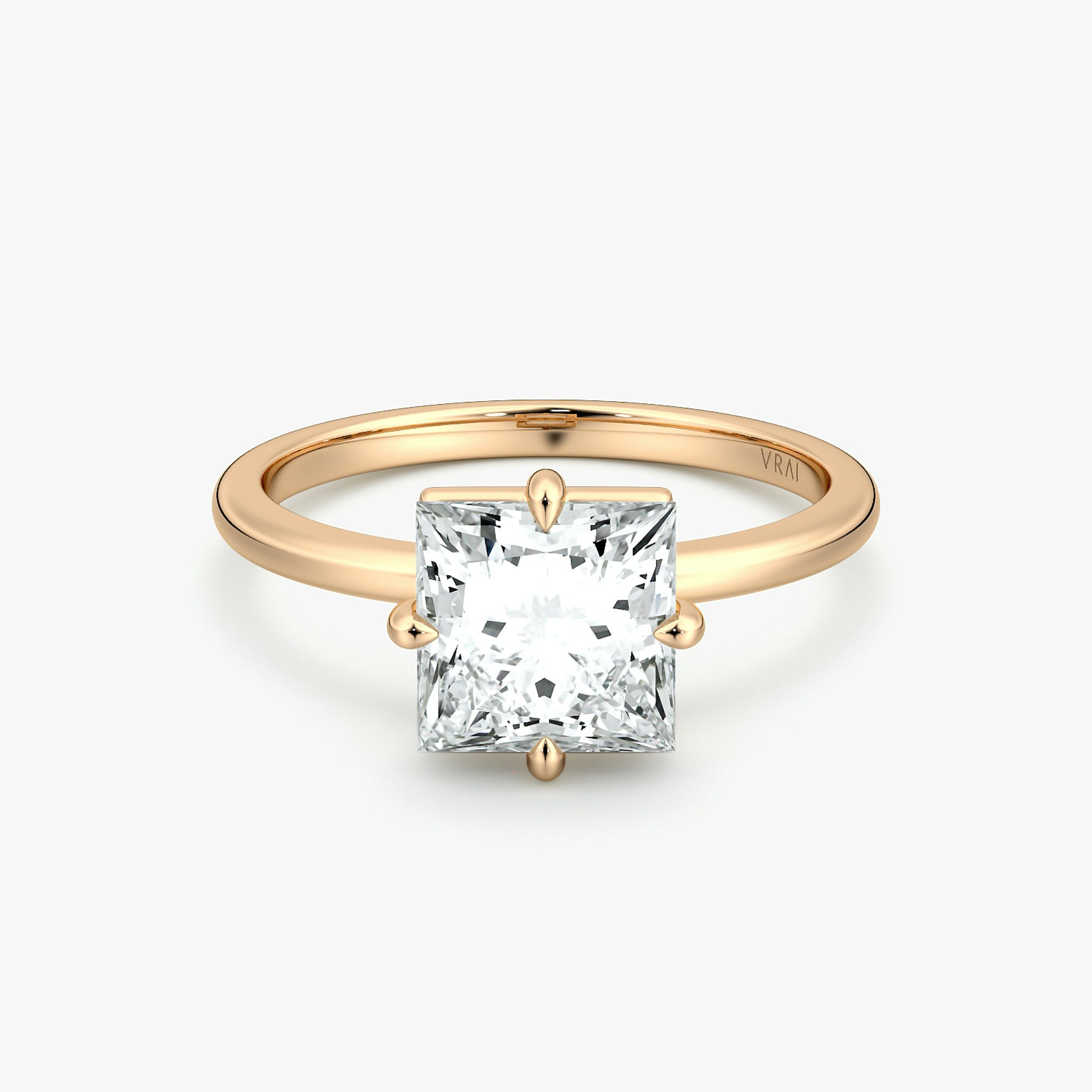 The Compass Solitaire | Princess | 14k | Rose Gold | bandAccent: Plain | diamondOrientation: vertical | caratWeight: other