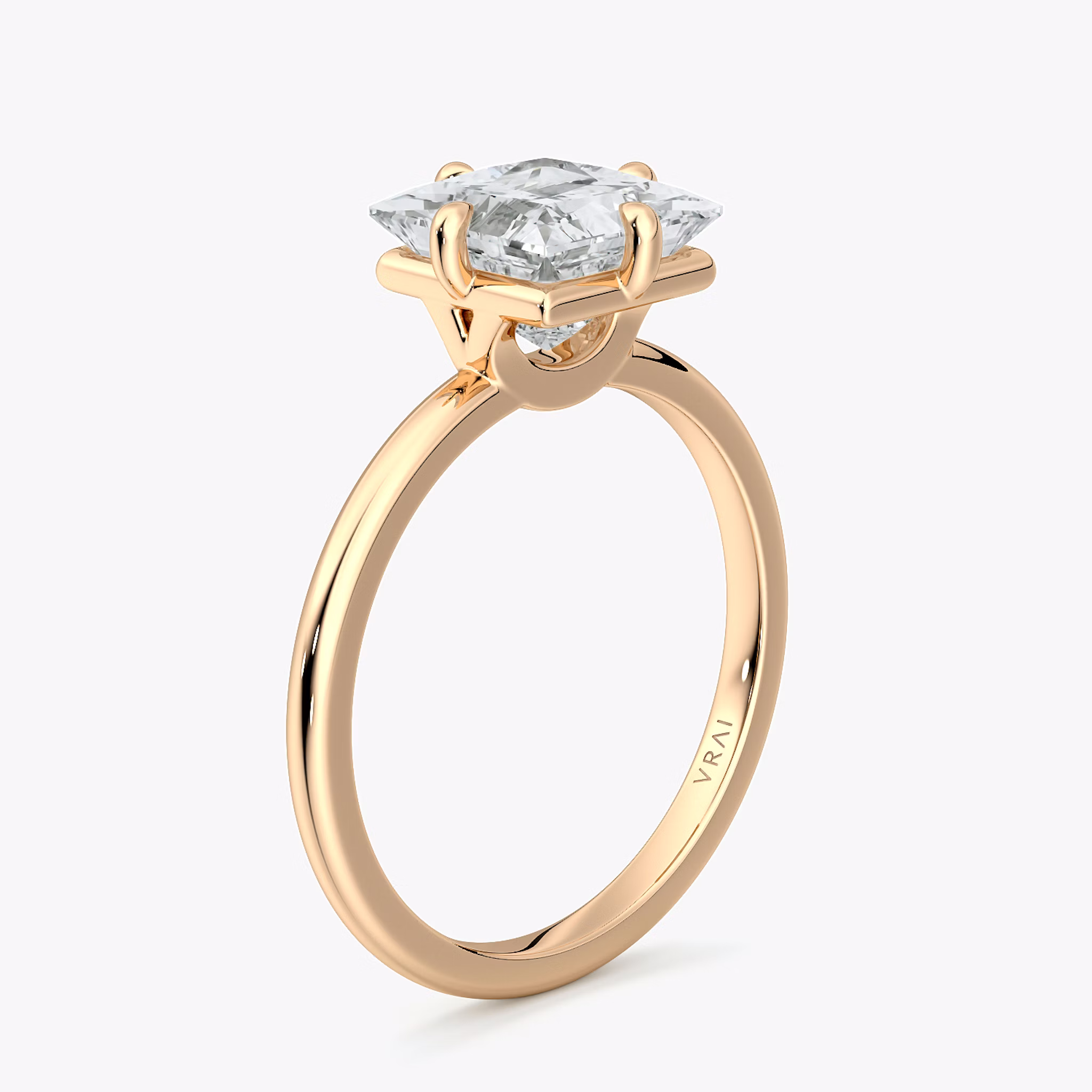 The Compass Solitaire | Princess | 14k | Rose Gold | bandAccent: Plain | diamondOrientation: vertical | caratWeight: other
