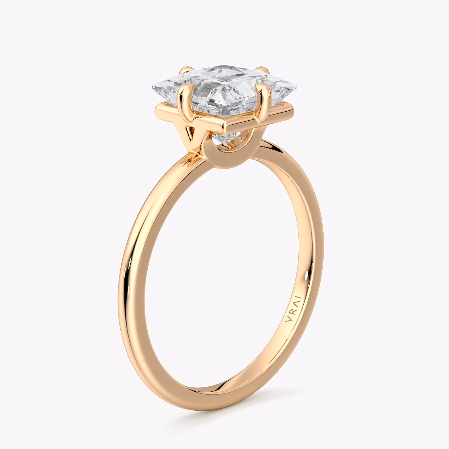 The Compass Solitaire | Princess | 14k | Rose Gold | bandAccent: Plain | diamondOrientation: vertical | caratWeight: other