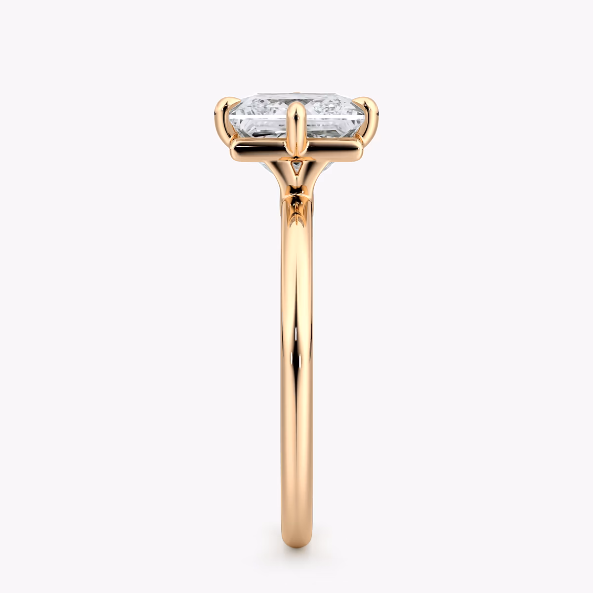 The Compass Solitaire | Princess | 14k | Rose Gold | bandAccent: Plain | diamondOrientation: vertical | caratWeight: other