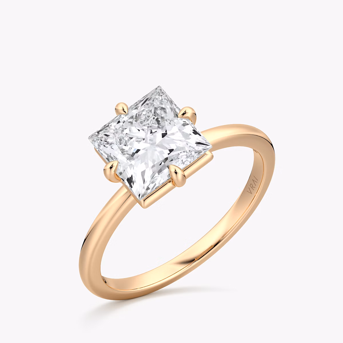The Compass Solitaire | Princess | 14k | Rose Gold | bandAccent: Plain | diamondOrientation: vertical | caratWeight: other