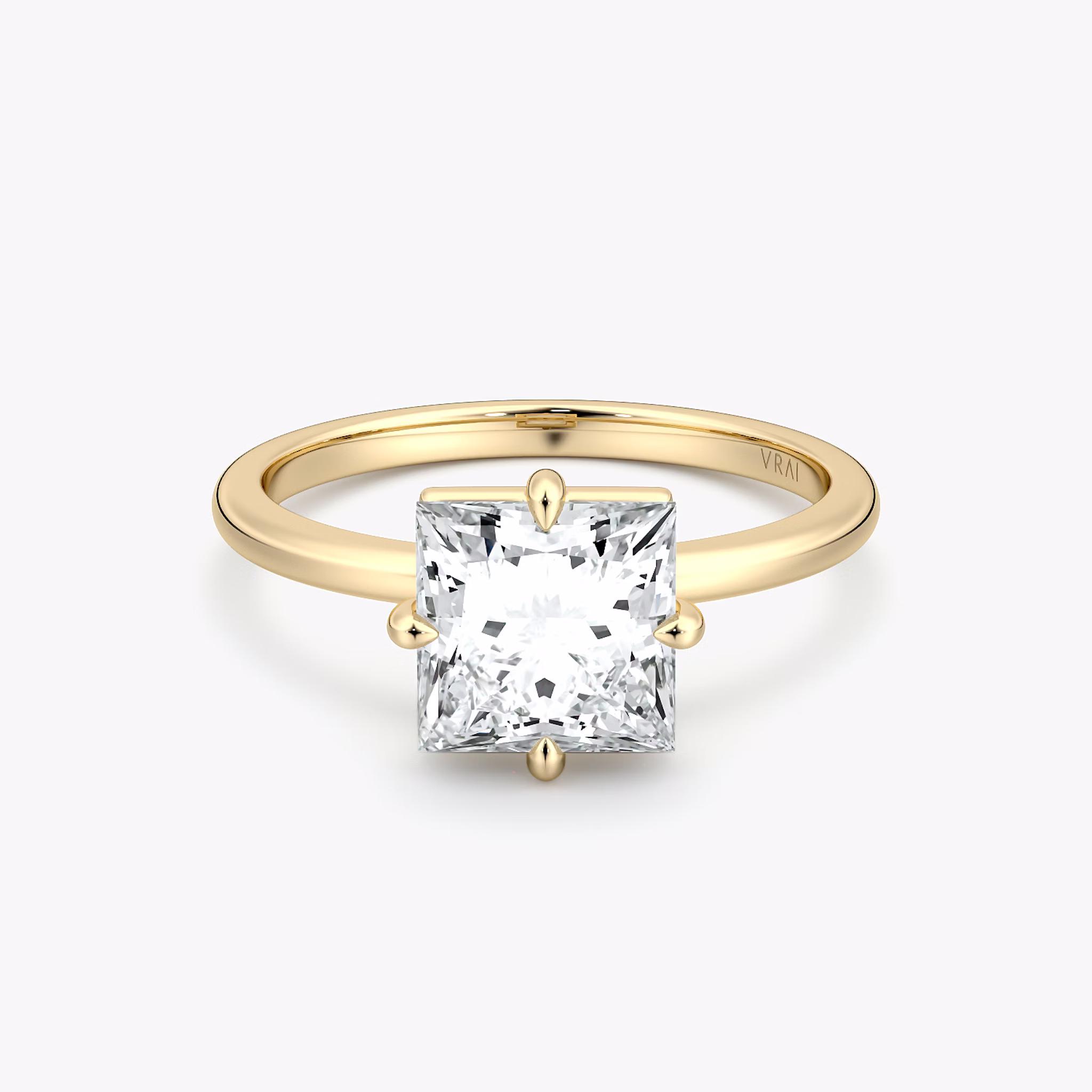 The Compass Solitaire | Princess | 18k | Yellow Gold | bandAccent: Plain | diamondOrientation: vertical | caratWeight: other