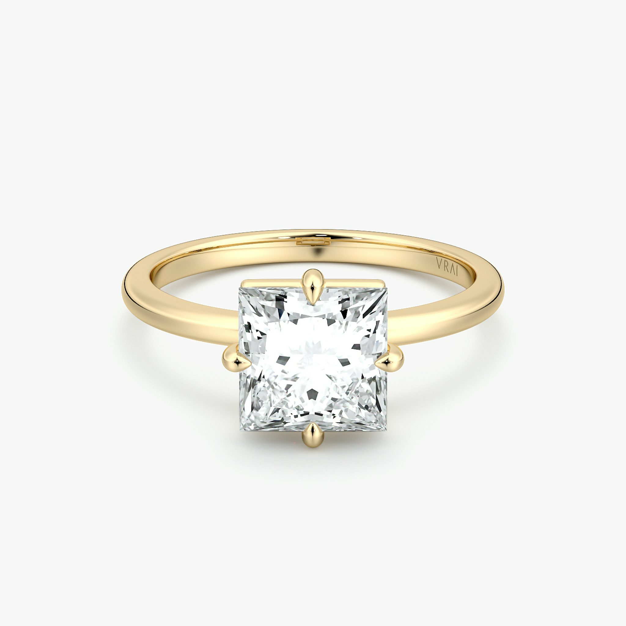 The Compass Solitaire | Princess | 18k | Yellow Gold | bandAccent: Plain | diamondOrientation: vertical | caratWeight: other