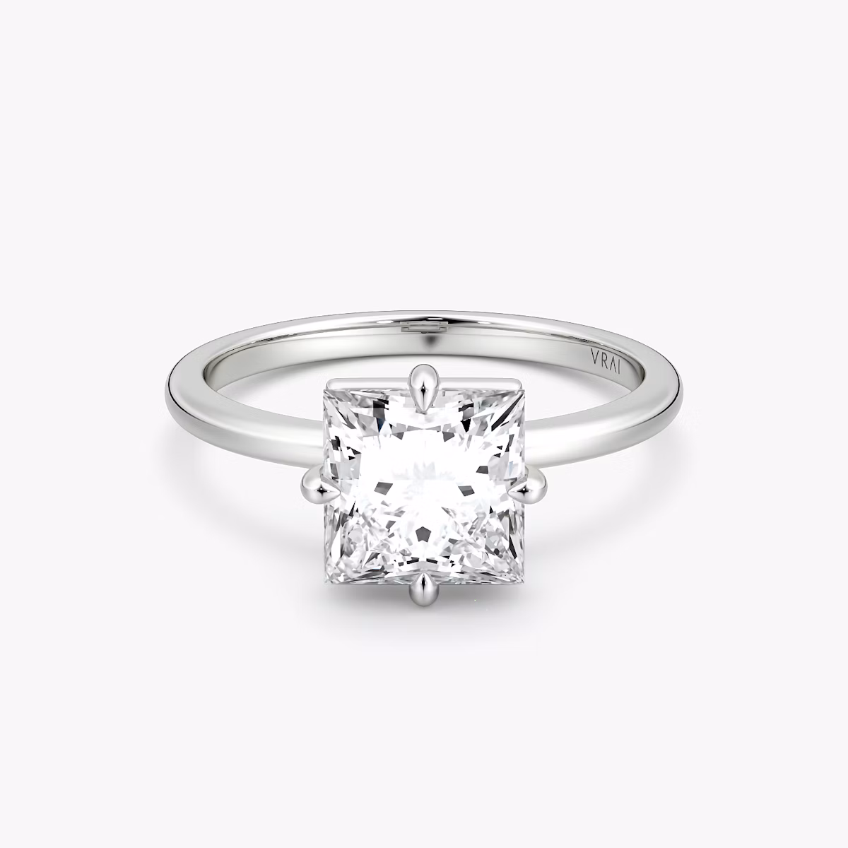 The Compass Solitaire | Princess | 18k | White Gold | bandAccent: Plain | diamondOrientation: vertical | caratWeight: other
