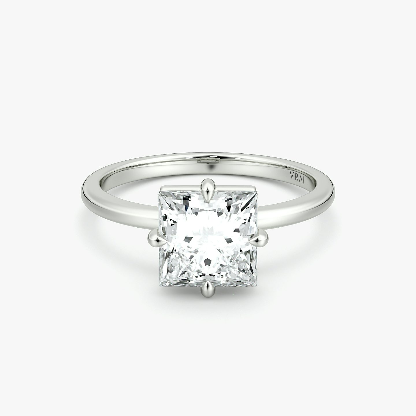 Bague de fiançailles Compass | Princesse | Platine | bandAccent: Simple | diamondOrientation: vertical | caratWeight: other