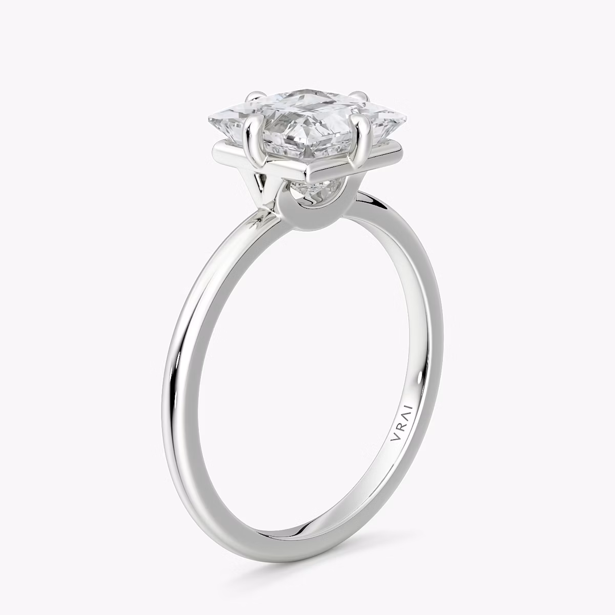 The Compass Solitaire | Princess | 18k | White Gold | bandAccent: Plain | diamondOrientation: vertical | caratWeight: other