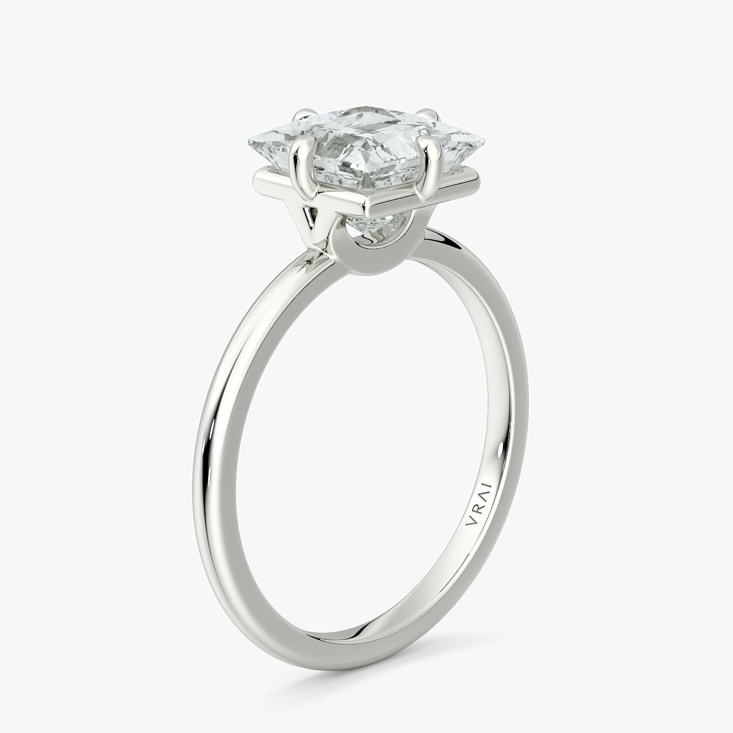 Bague de fiançailles Compass | Princesse | Platine | bandAccent: Simple | diamondOrientation: vertical | caratWeight: other