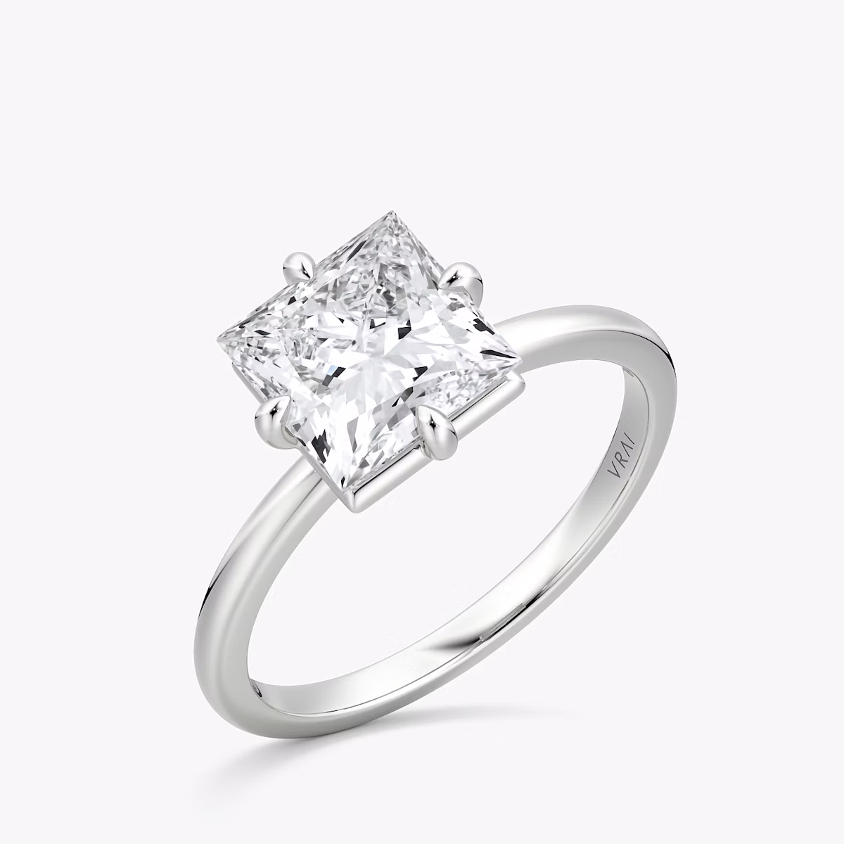 The Compass Solitaire | Princess | 18k | White Gold | bandAccent: Plain | diamondOrientation: vertical | caratWeight: other