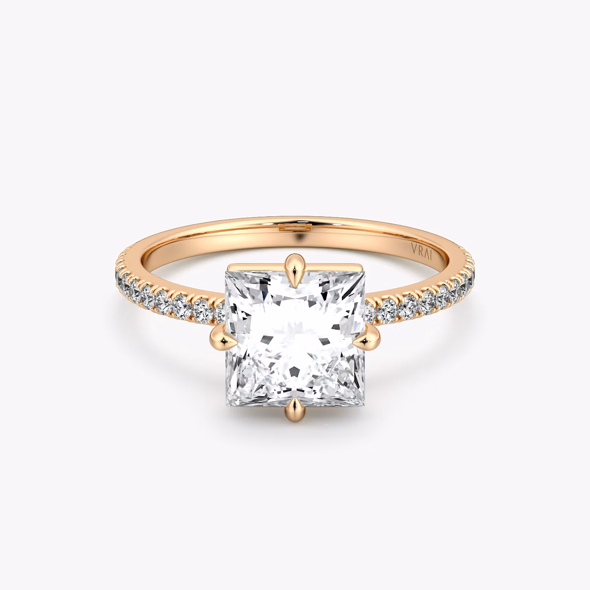 The Compass Solitaire | Princess | 14k | Rose Gold | bandAccent: Pavé | diamondOrientation: vertical | caratWeight: other