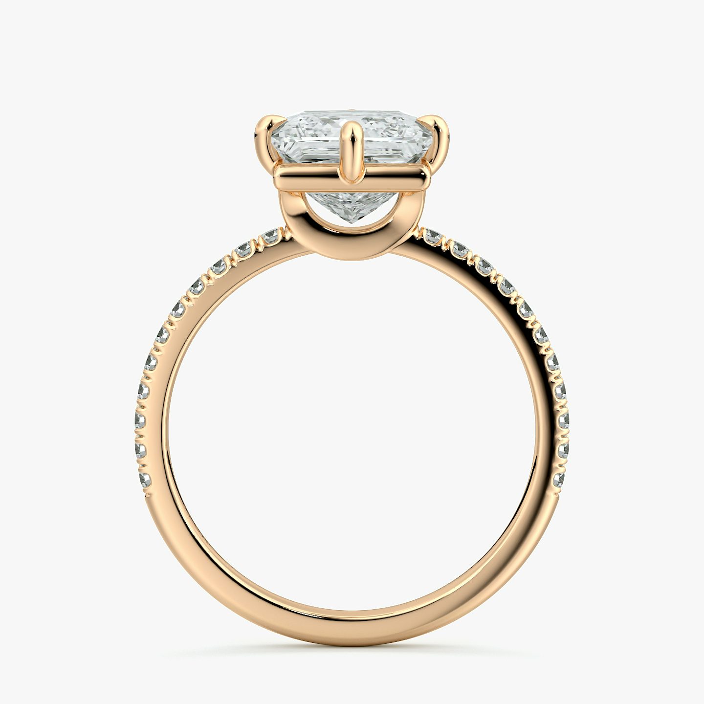 The Compass Solitaire | Princess | 14k | Rose Gold | bandAccent: Pavé | diamondOrientation: vertical | caratWeight: other