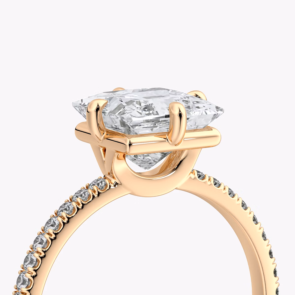 The Compass Solitaire | Princess | 14k | Rose Gold | bandAccent: Pavé | diamondOrientation: vertical | caratWeight: other