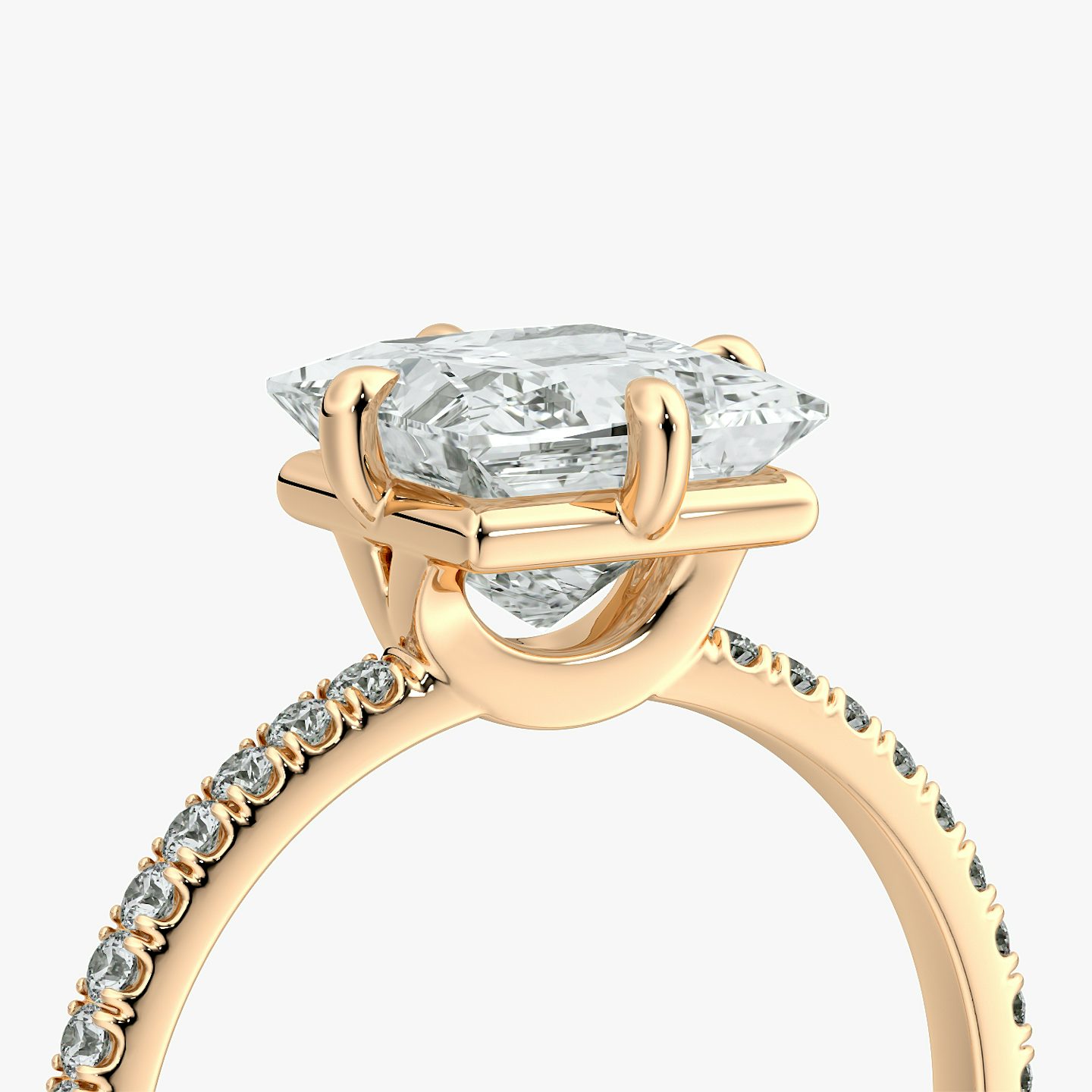 The Compass Solitaire | Princess | 14k | Rose Gold | bandAccent: Pavé | diamondOrientation: vertical | caratWeight: other