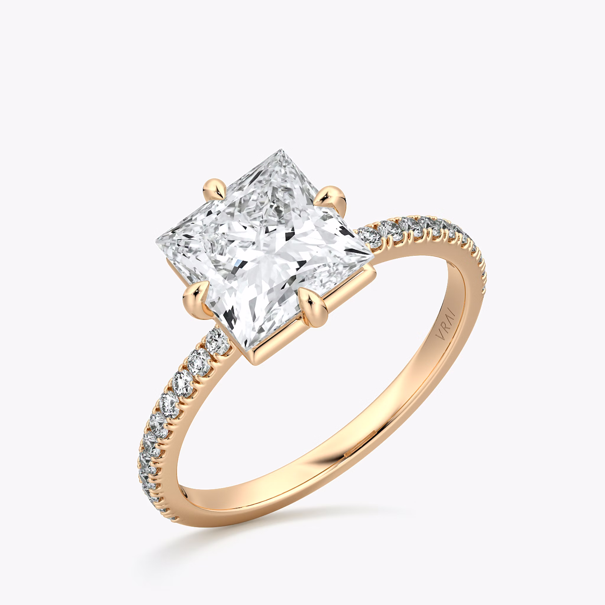 The Compass Solitaire | Princess | 14k | Rose Gold | bandAccent: Pavé | diamondOrientation: vertical | caratWeight: other