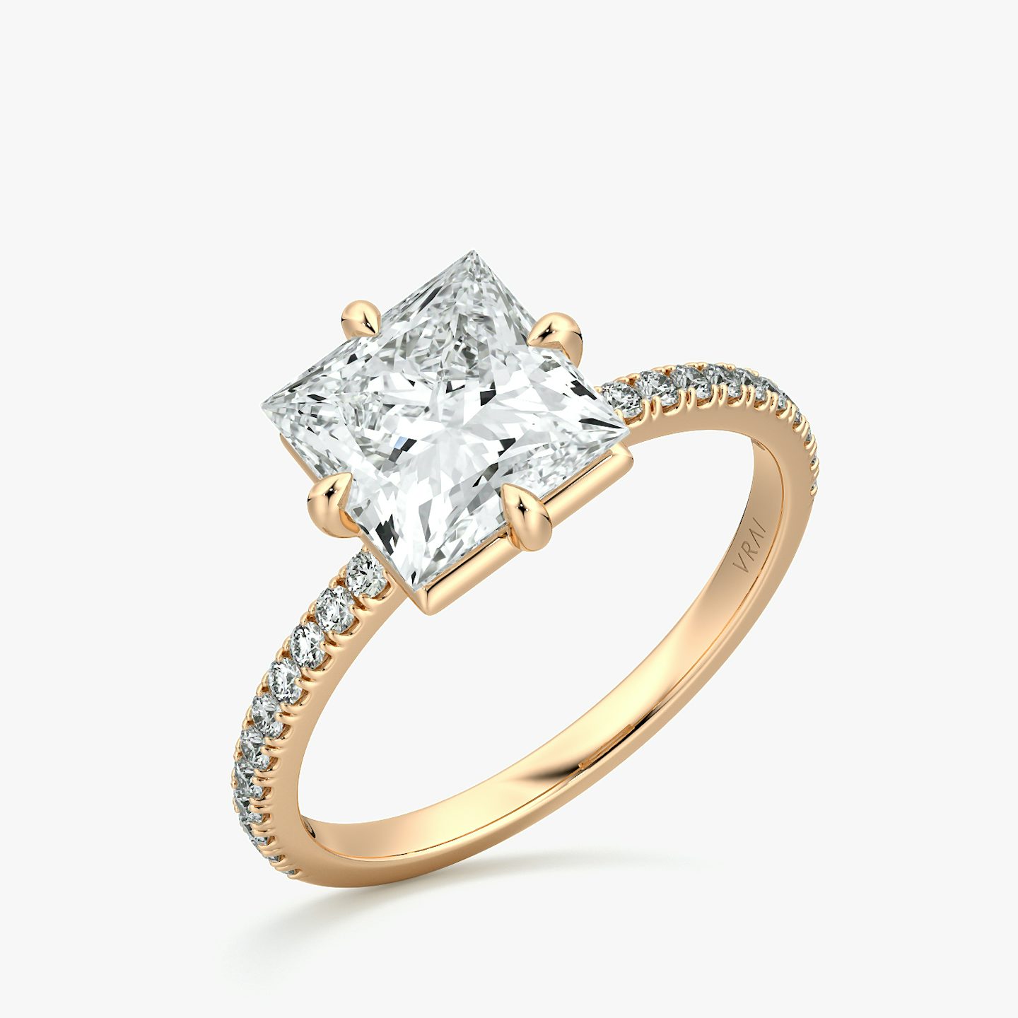 The Compass Solitaire | Princess | 14k | Rose Gold | bandAccent: Pavé | diamondOrientation: vertical | caratWeight: other