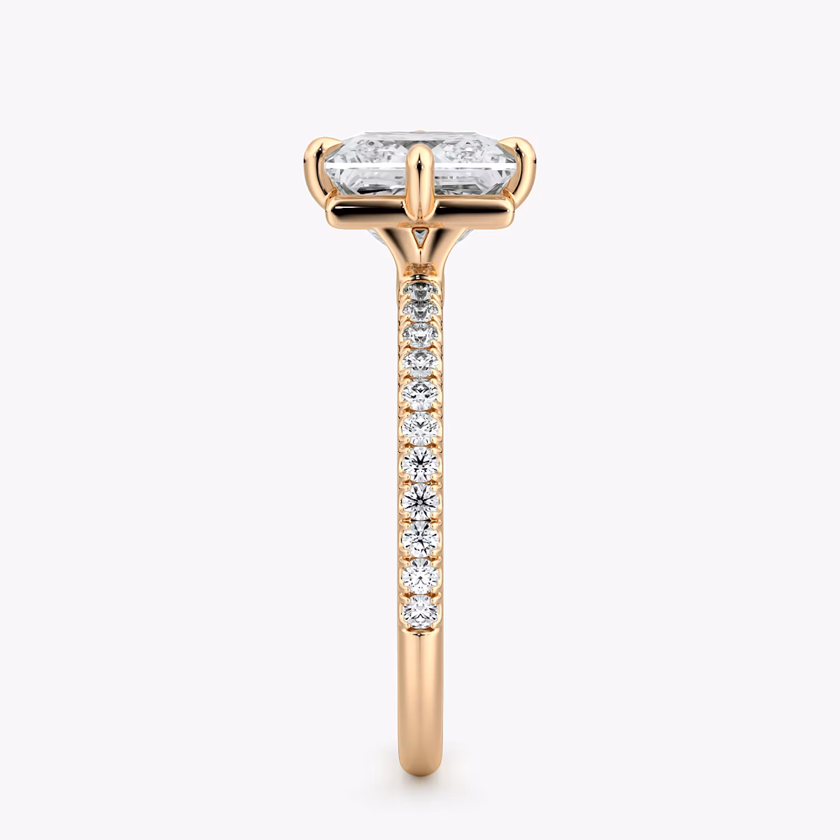 The Compass Solitaire | Princess | 14k | Rose Gold | bandAccent: Pavé | diamondOrientation: vertical | caratWeight: other
