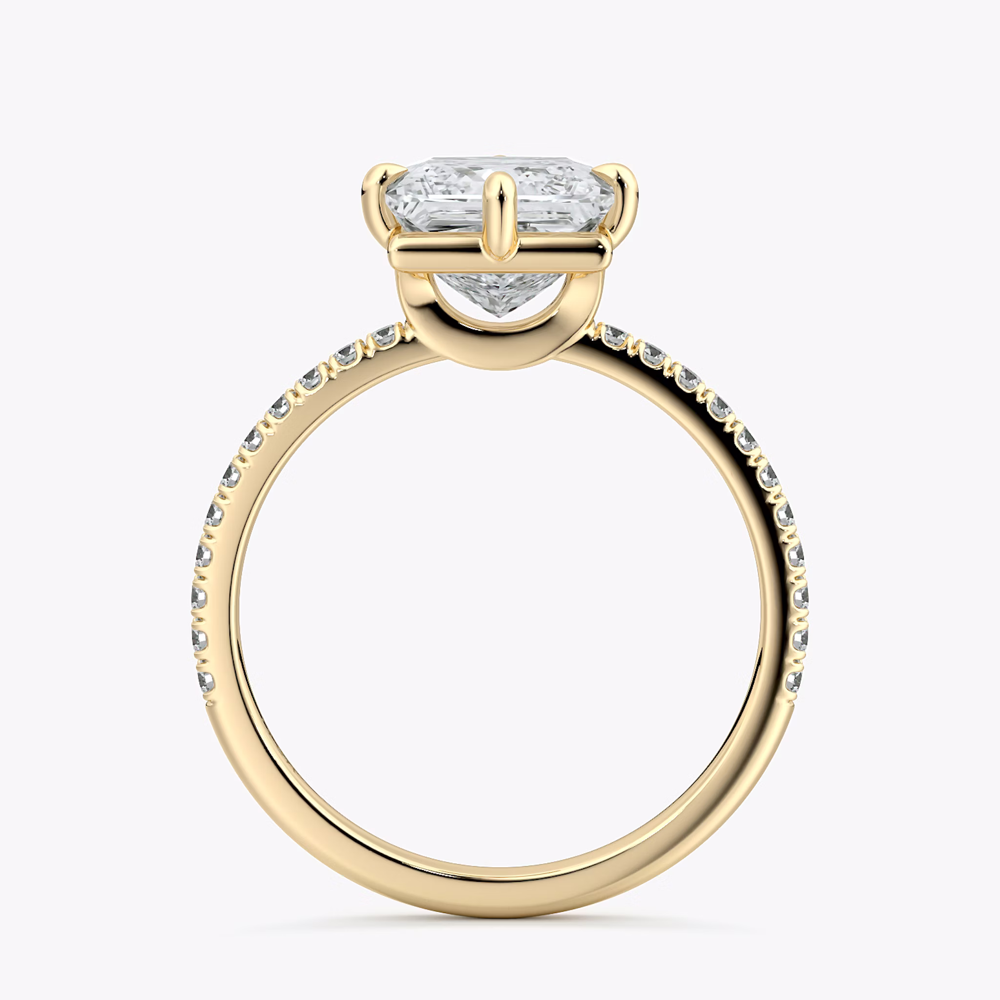 The Compass Solitaire | Princess | 18k | Yellow Gold | bandAccent: Pavé | diamondOrientation: vertical | caratWeight: other