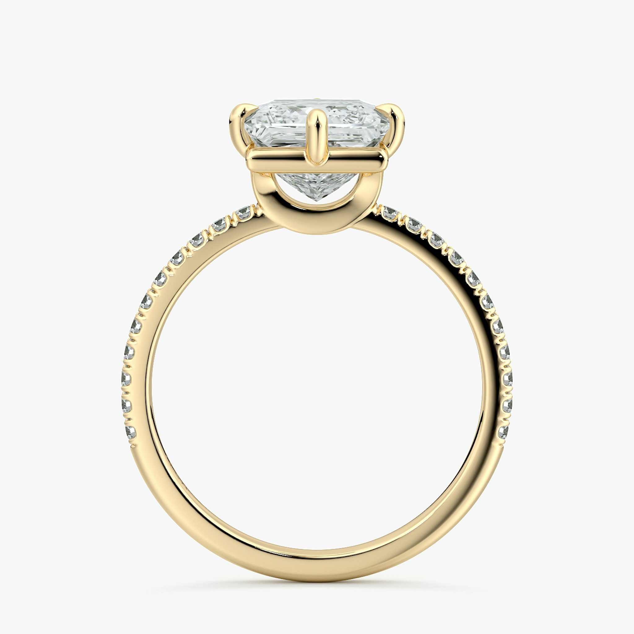 The Compass Solitaire | Princess | 18k | Yellow Gold | bandAccent: Pavé | diamondOrientation: vertical | caratWeight: other