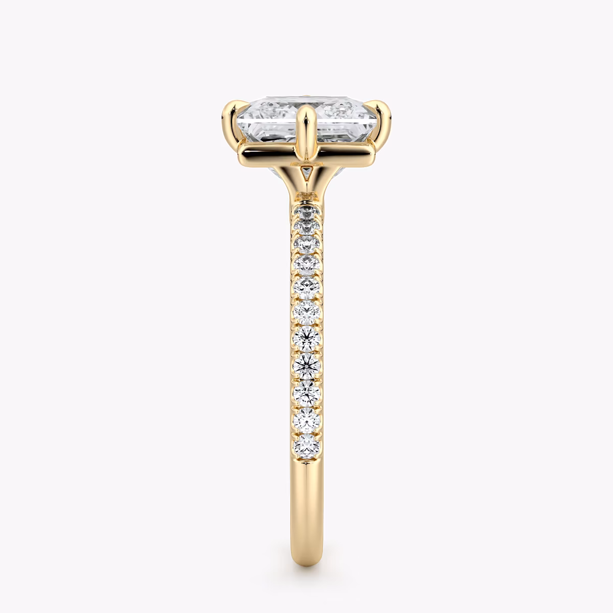 The Compass Solitaire | Princess | 18k | Yellow Gold | bandAccent: Pavé | diamondOrientation: vertical | caratWeight: other