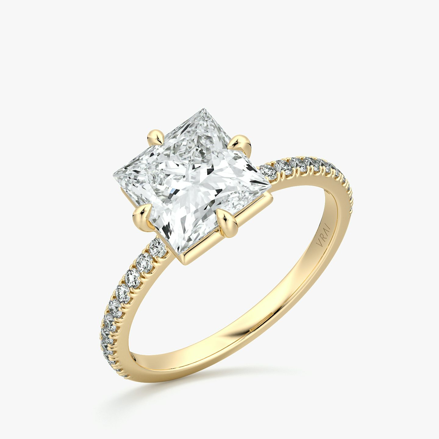 The Compass Solitaire | Princess | 18k | Yellow Gold | bandAccent: Pavé | diamondOrientation: vertical | caratWeight: other