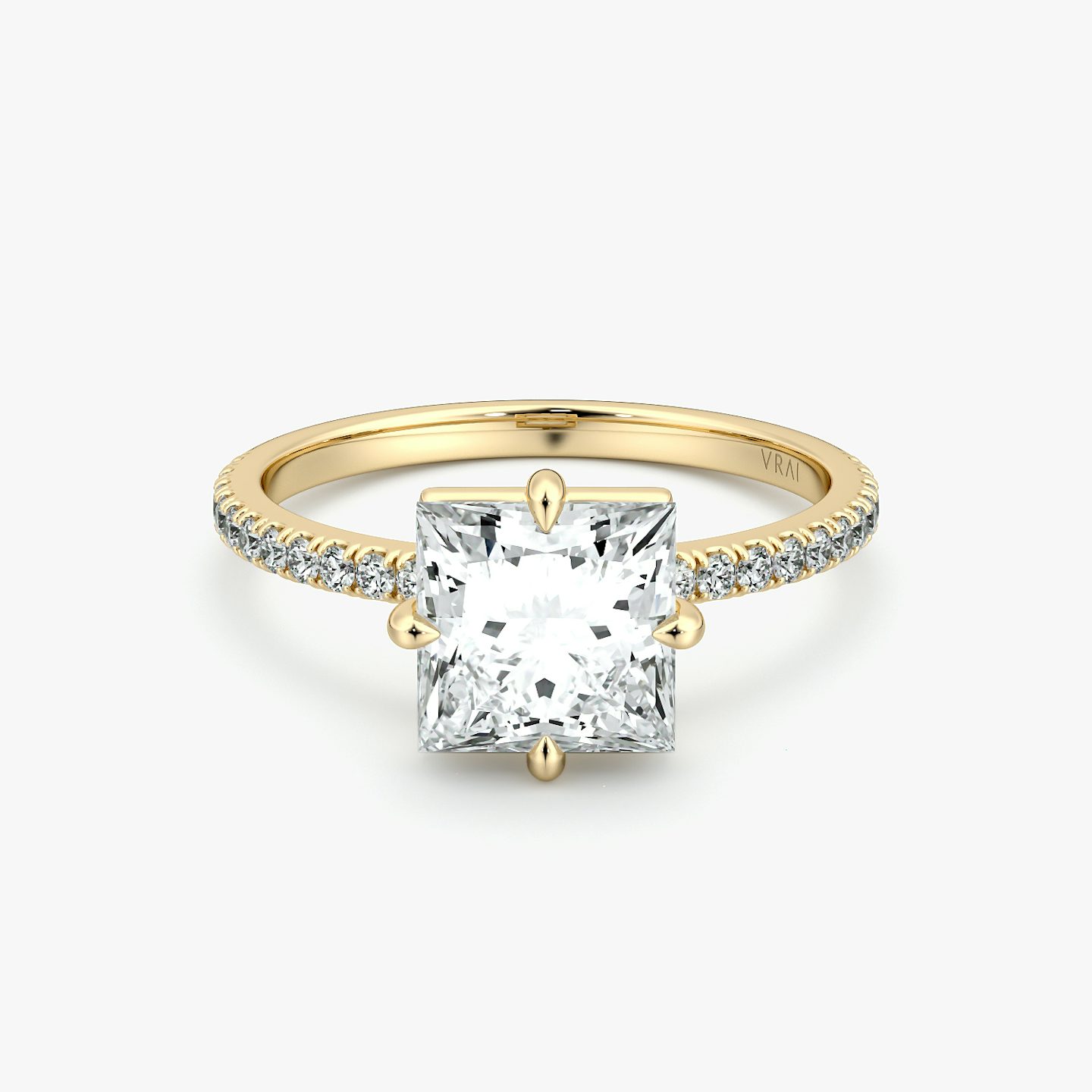 The Compass Solitaire | Princess | 18k | Yellow Gold | bandAccent: Pavé | diamondOrientation: vertical | caratWeight: other